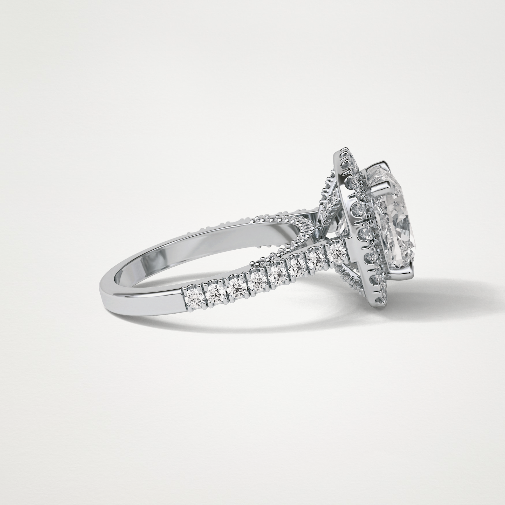 Cushion Halo & Pave Moissanite Engagement Ring – 4 CT Lab-Created Brilliance in 10K/14K/18K Gold )
