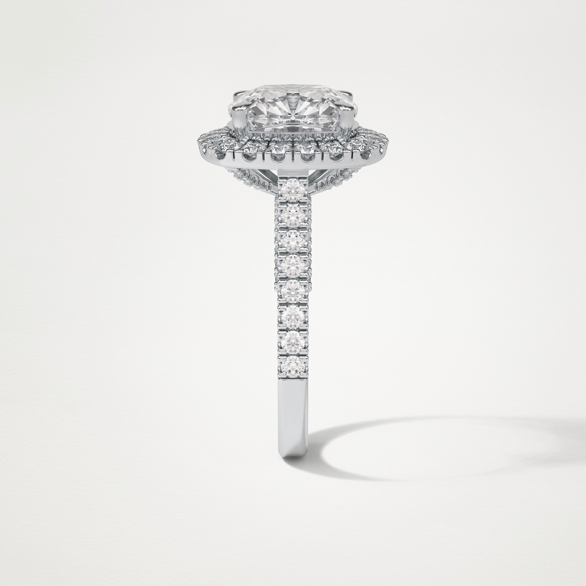 Cushion Halo & Pave Moissanite Engagement Ring – 4 CT Lab-Created Brilliance in 10K/14K/18K Gold )