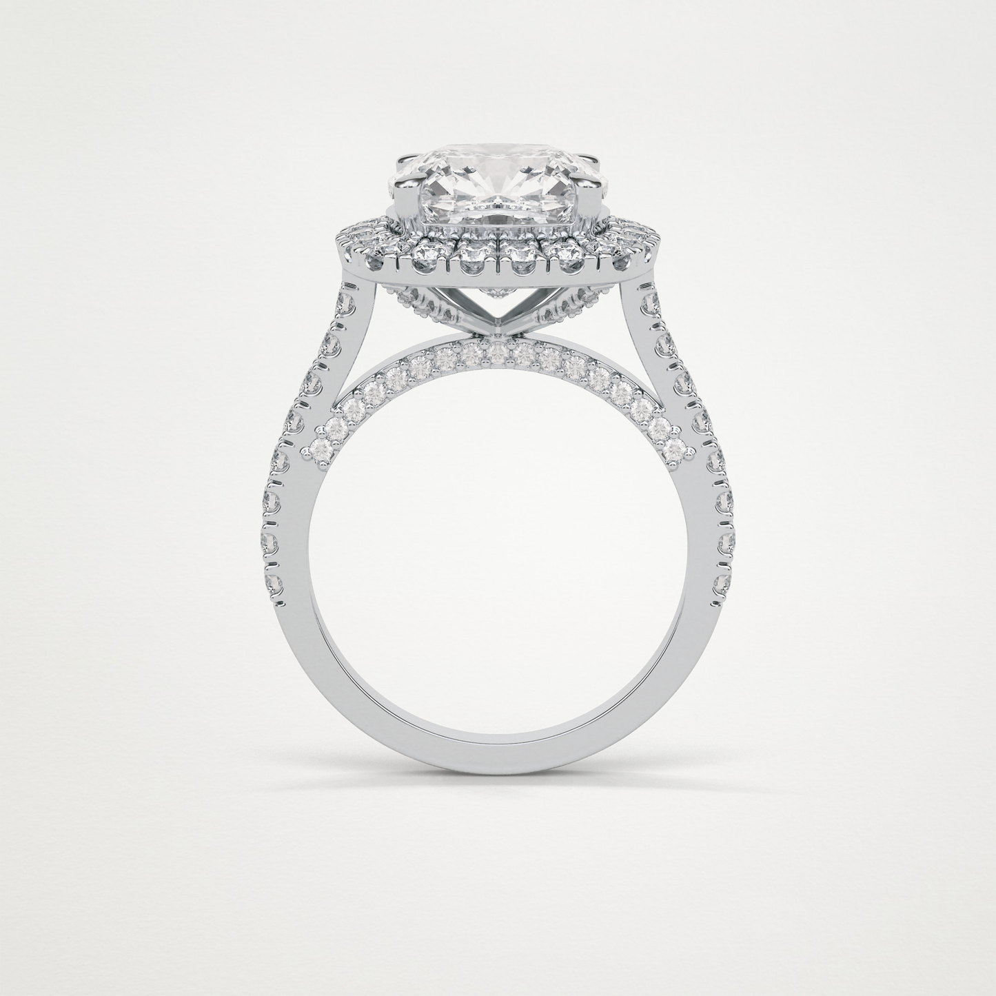 Cushion Halo & Pave Moissanite Engagement Ring – 4 CT Lab-Created Brilliance in 10K/14K/18K Gold )