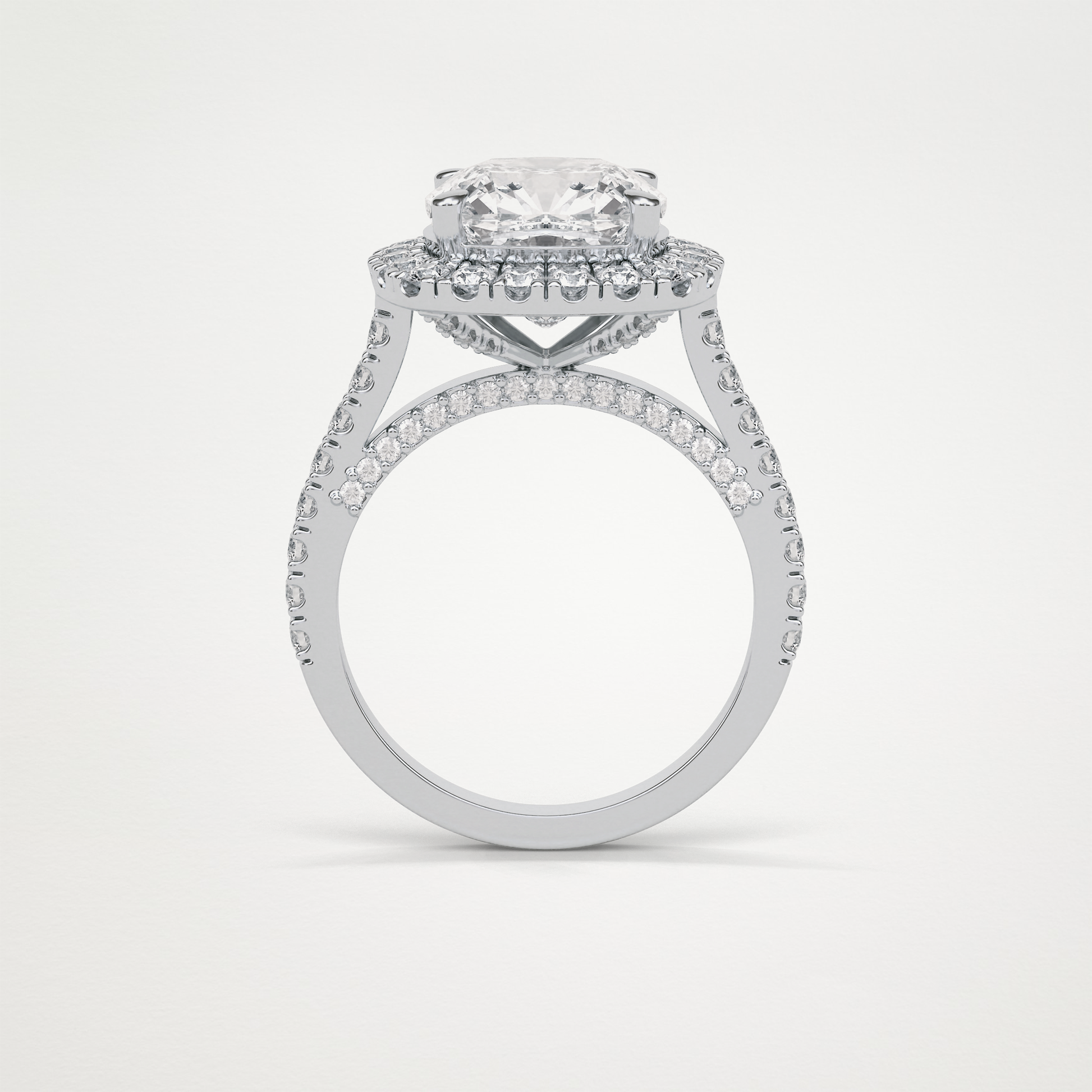 Cushion Halo & Pave Moissanite Engagement Ring – 4 CT Lab-Created Brilliance in 10K/14K/18K Gold )