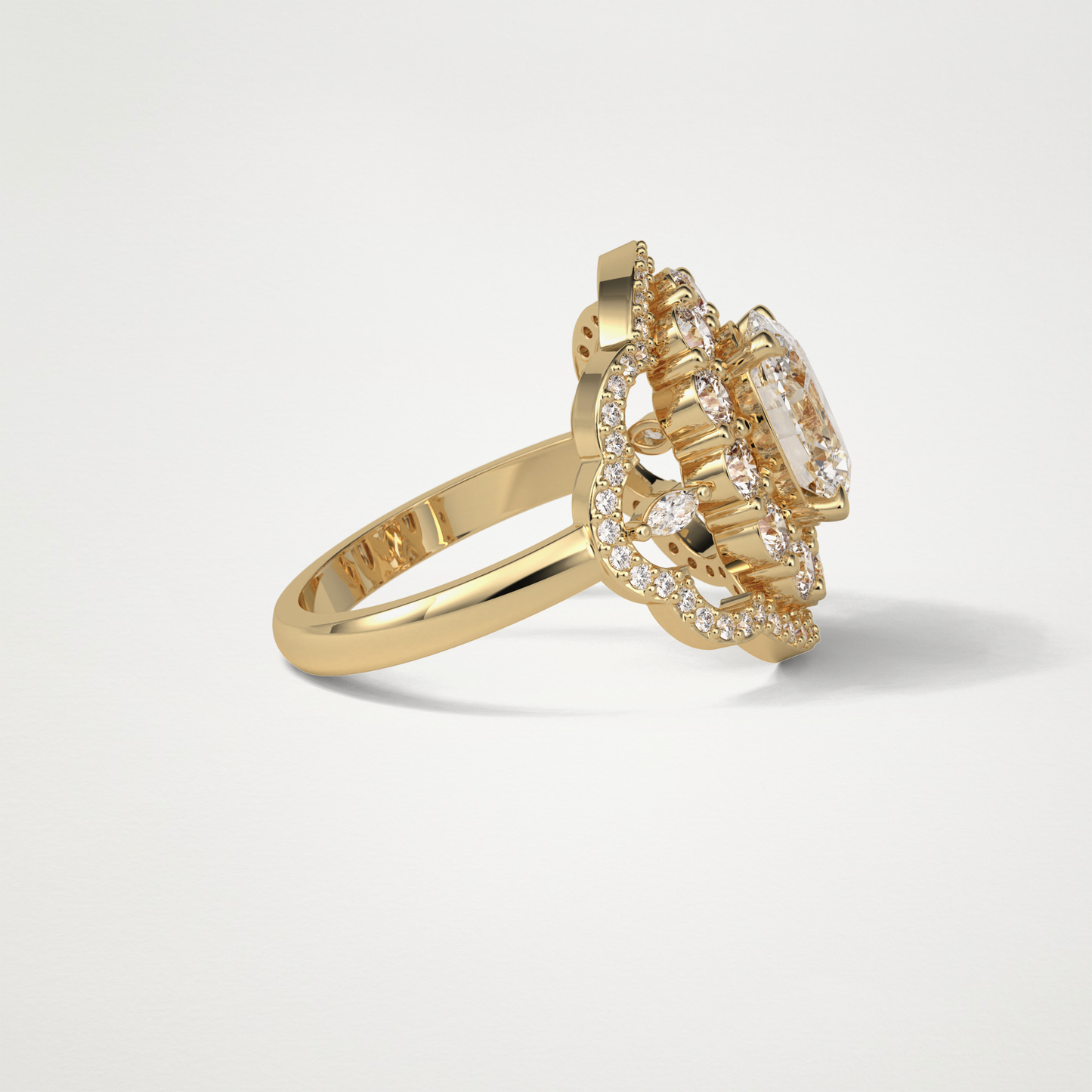 Oval Halo & Cluster Moissanite Engagement Ring – 1.91 CT Lab-Created Brilliance in 10K/14K/18K Gold