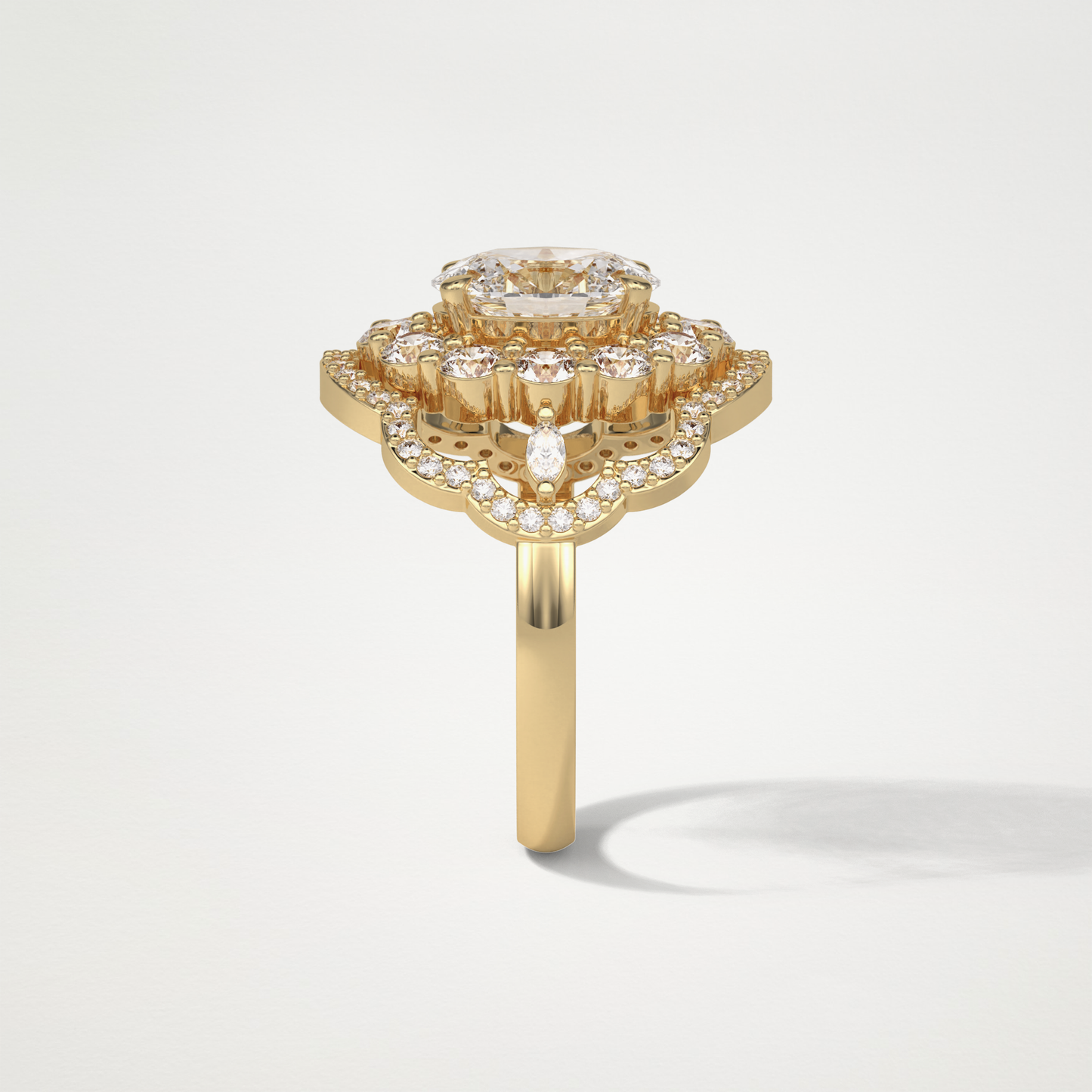 Oval Halo & Cluster Moissanite Engagement Ring – 1.91 CT Lab-Created Brilliance in 10K/14K/18K Gold