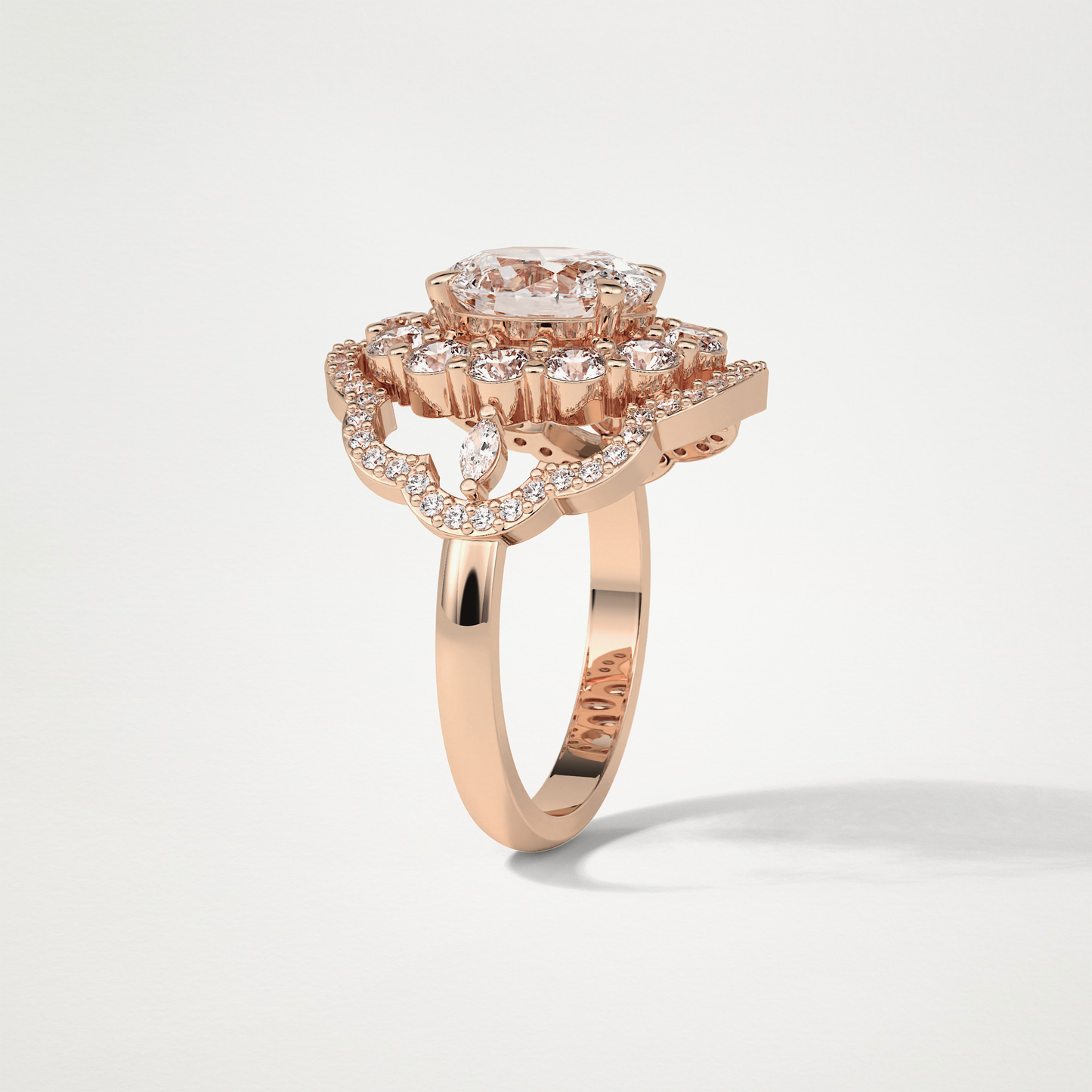 Oval Halo & Cluster Moissanite Engagement Ring – 1.91 CT Lab-Created Brilliance in 10K/14K/18K Gold
