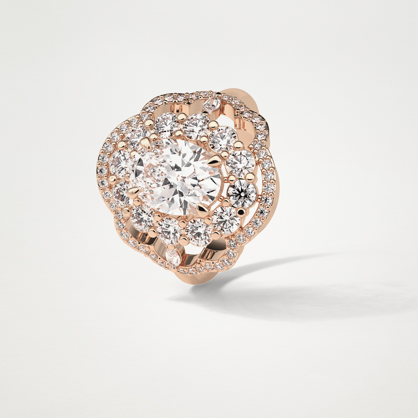 Oval Halo & Cluster Moissanite Engagement Ring – 1.91 CT Lab-Created Brilliance in 10K/14K/18K Gold