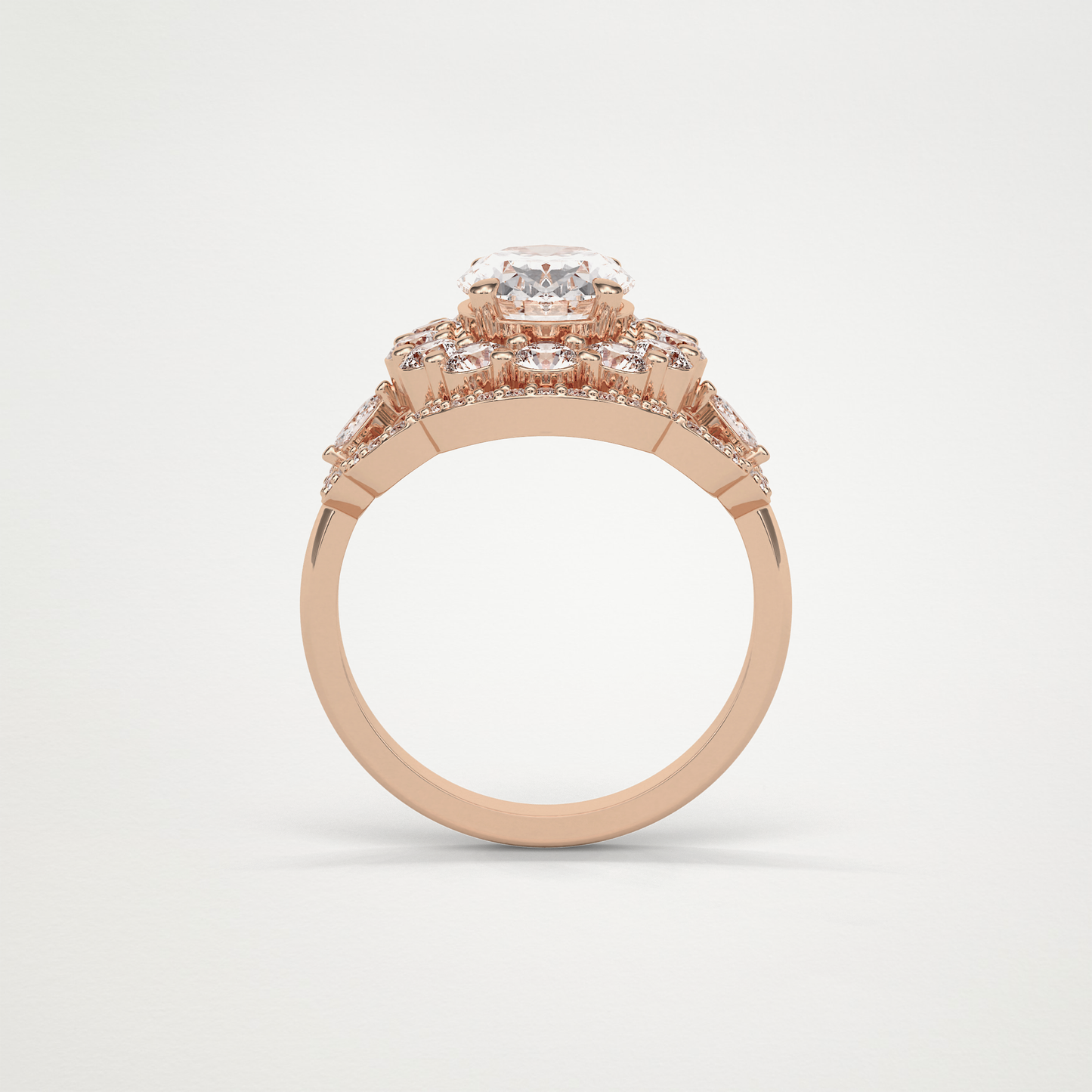 Oval Halo & Cluster Moissanite Engagement Ring – 1.91 CT Lab-Created Brilliance in 10K/14K/18K Gold