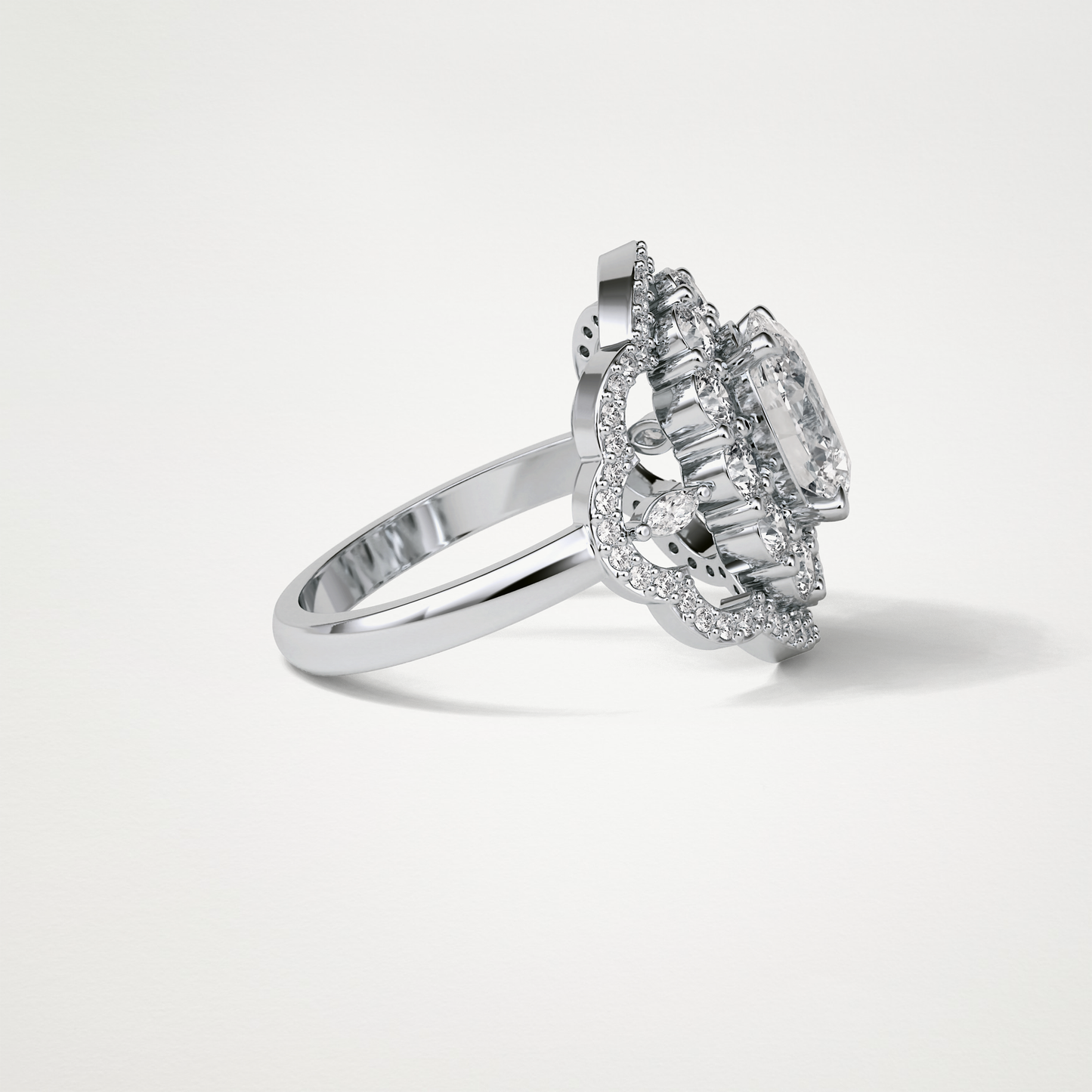 Oval Halo & Cluster Moissanite Engagement Ring – 1.91 CT Lab-Created Brilliance in 10K/14K/18K Gold