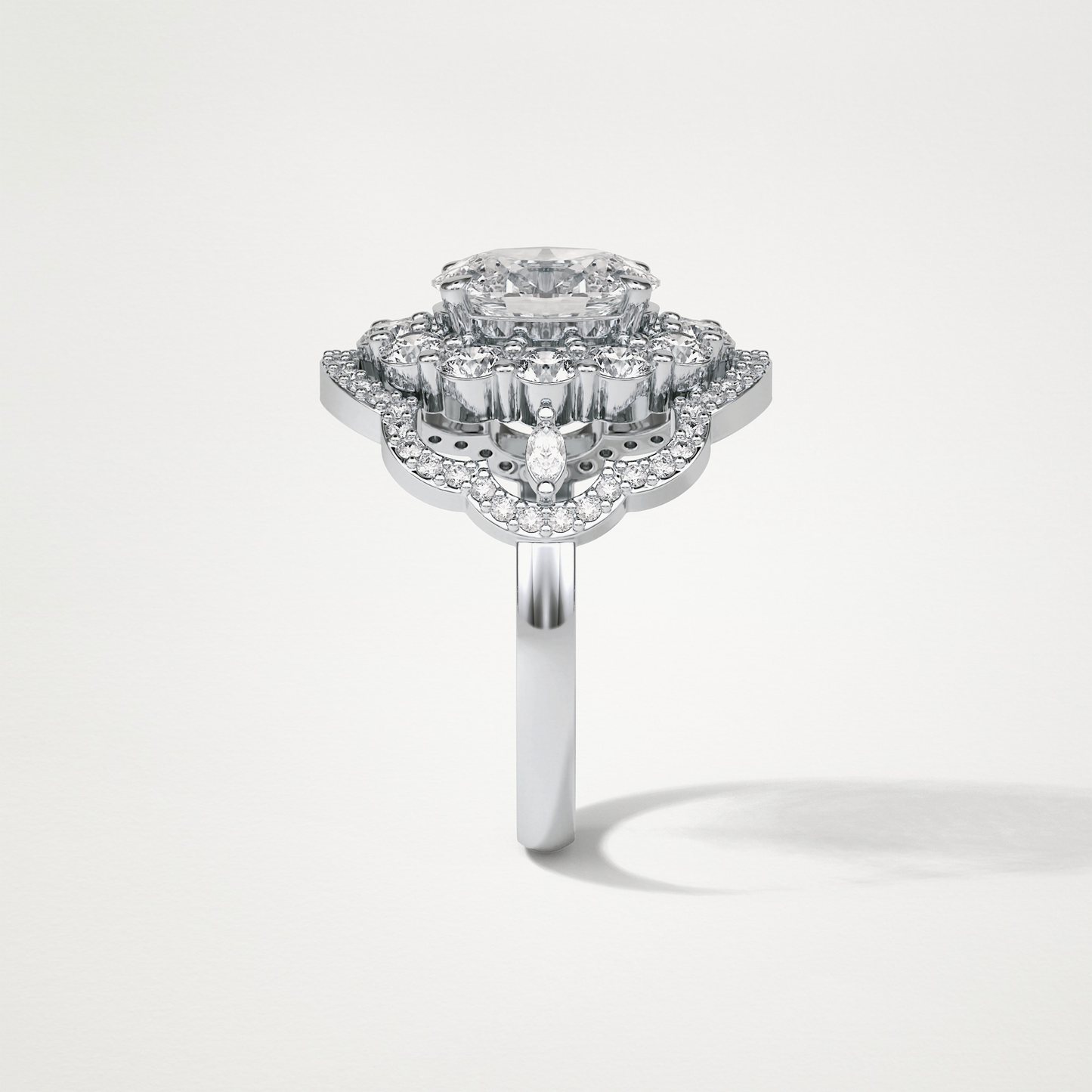 Oval Halo & Cluster Moissanite Engagement Ring – 1.91 CT Lab-Created Brilliance in 10K/14K/18K Gold