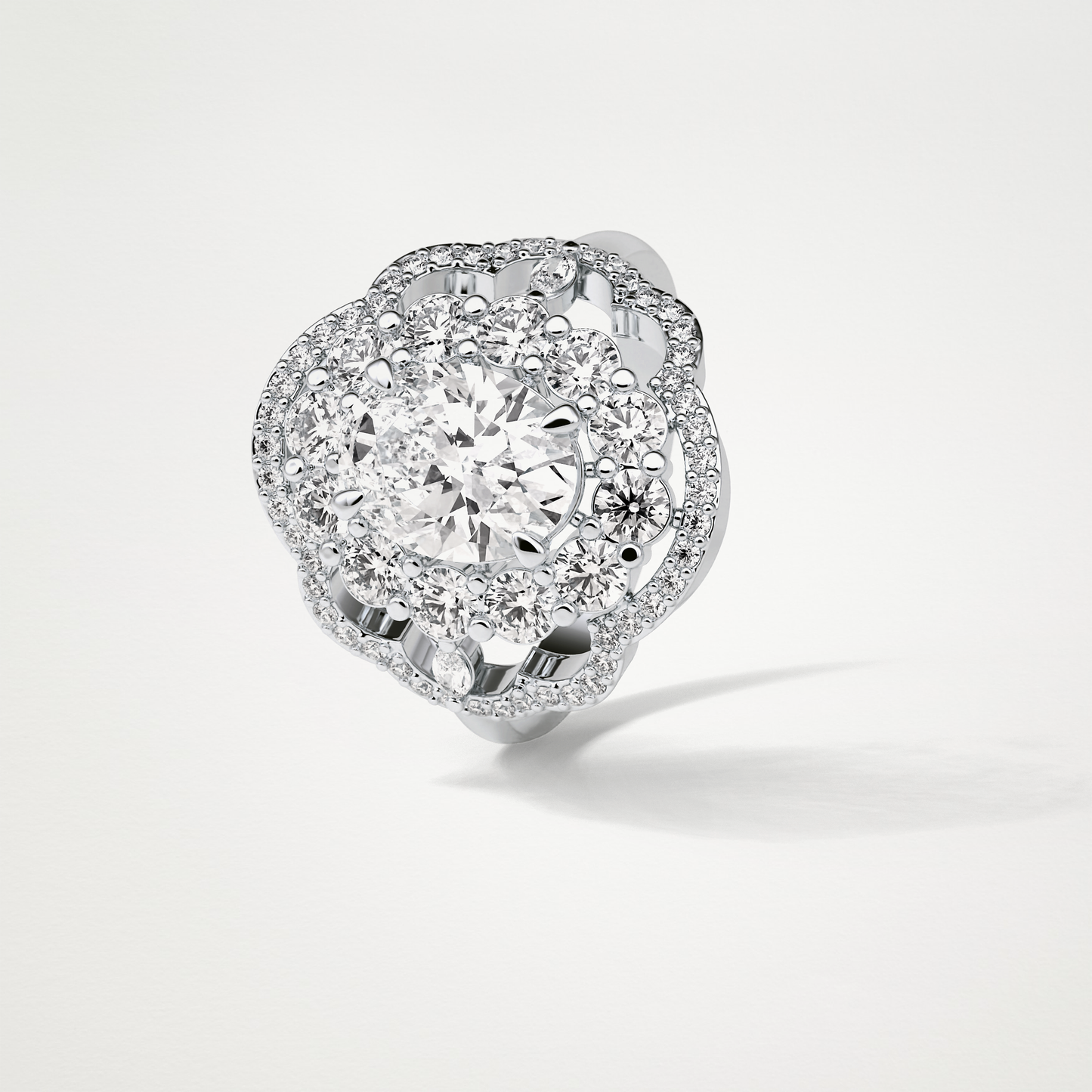 Oval Halo & Cluster Moissanite Engagement Ring – 1.91 CT Lab-Created Brilliance in 10K/14K/18K Gold