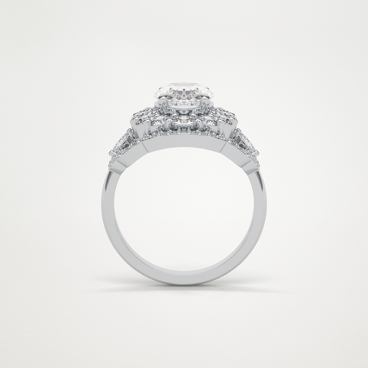 Oval Halo & Cluster Moissanite Engagement Ring – 1.91 CT Lab-Created Brilliance in 10K/14K/18K Gold