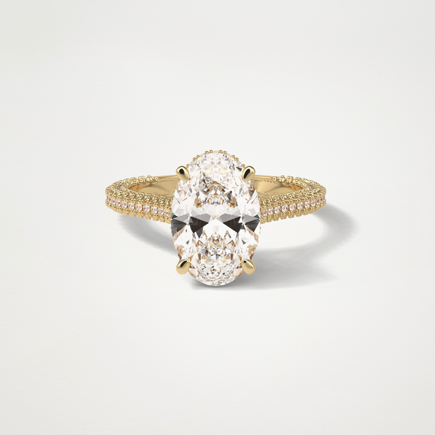 Oval Hidden Halo & Pave Moissanite Engagement Ring – 4 CT Lab-Created Brilliance in 10K/14K/18K Gold