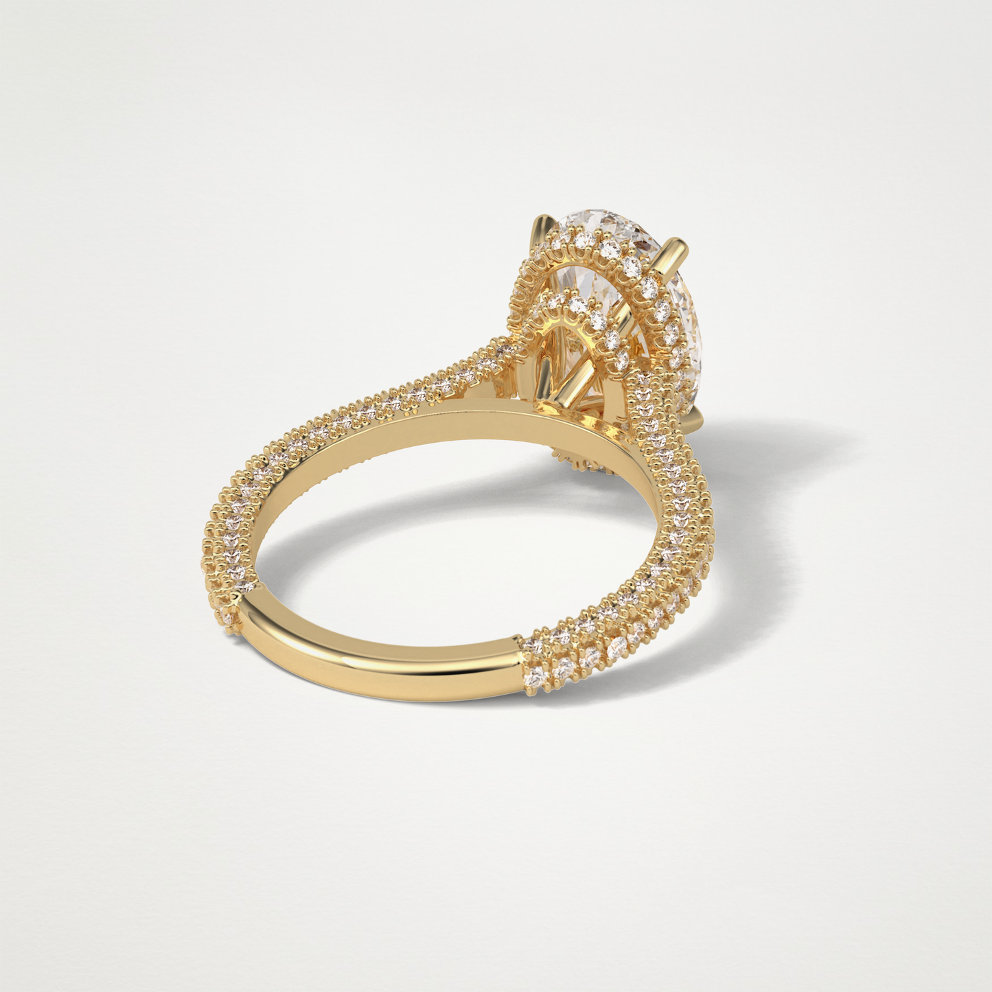 Oval Hidden Halo & Pave Moissanite Engagement Ring – 4 CT Lab-Created Brilliance in 10K/14K/18K Gold