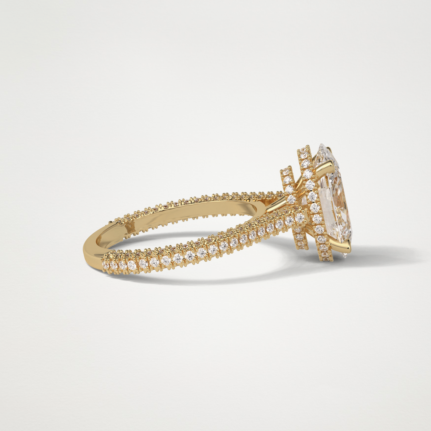 Oval Hidden Halo & Pave Moissanite Engagement Ring – 4 CT Lab-Created Brilliance in 10K/14K/18K Gold