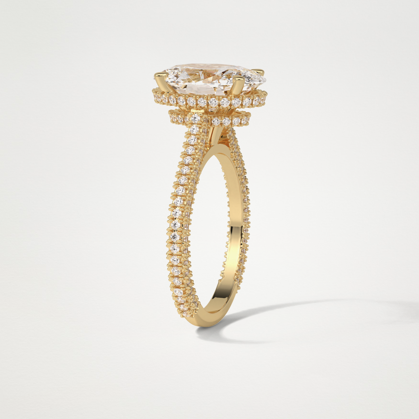 Oval Hidden Halo & Pave Moissanite Engagement Ring – 4 CT Lab-Created Brilliance in 10K/14K/18K Gold