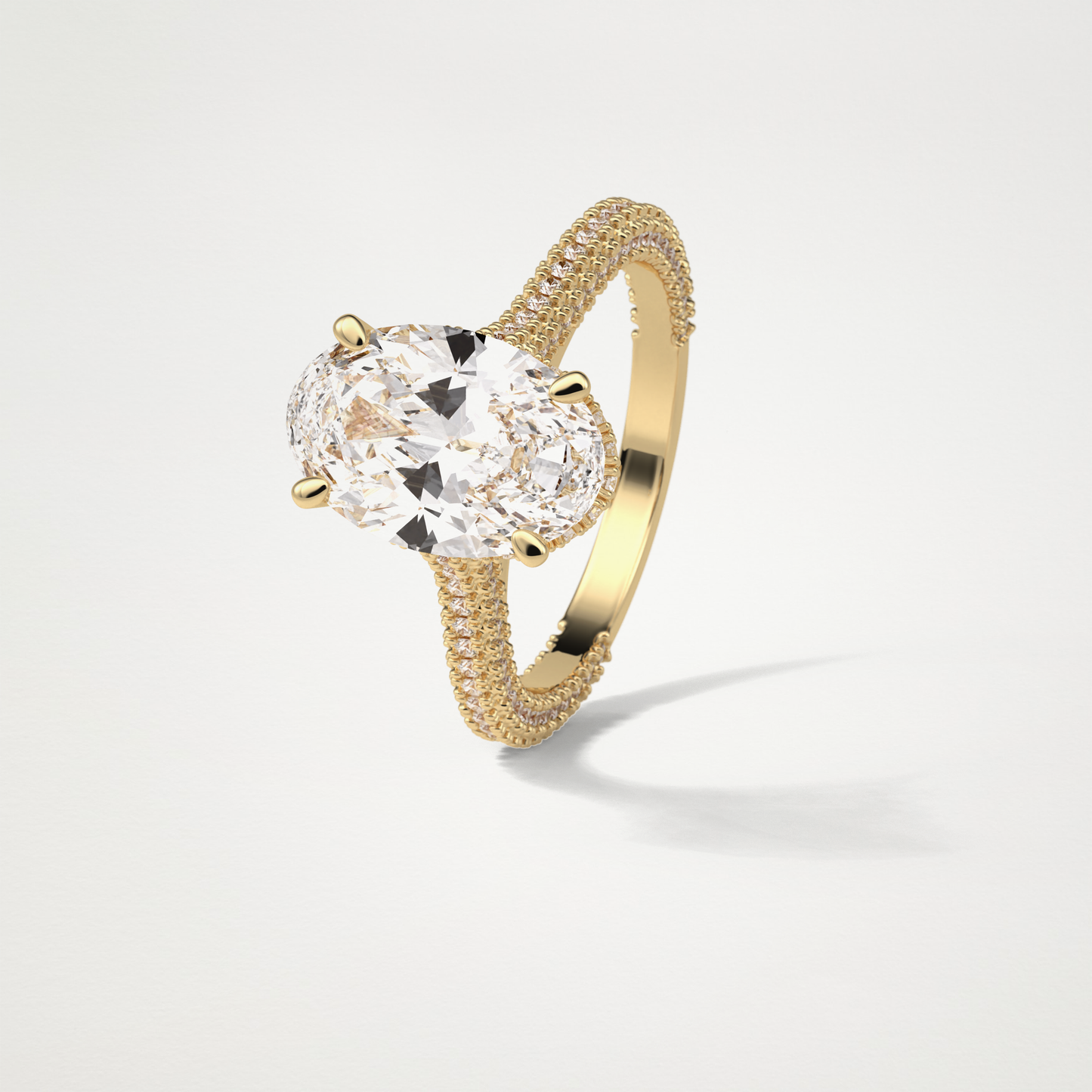 Oval Hidden Halo & Pave Moissanite Engagement Ring – 4 CT Lab-Created Brilliance in 10K/14K/18K Gold