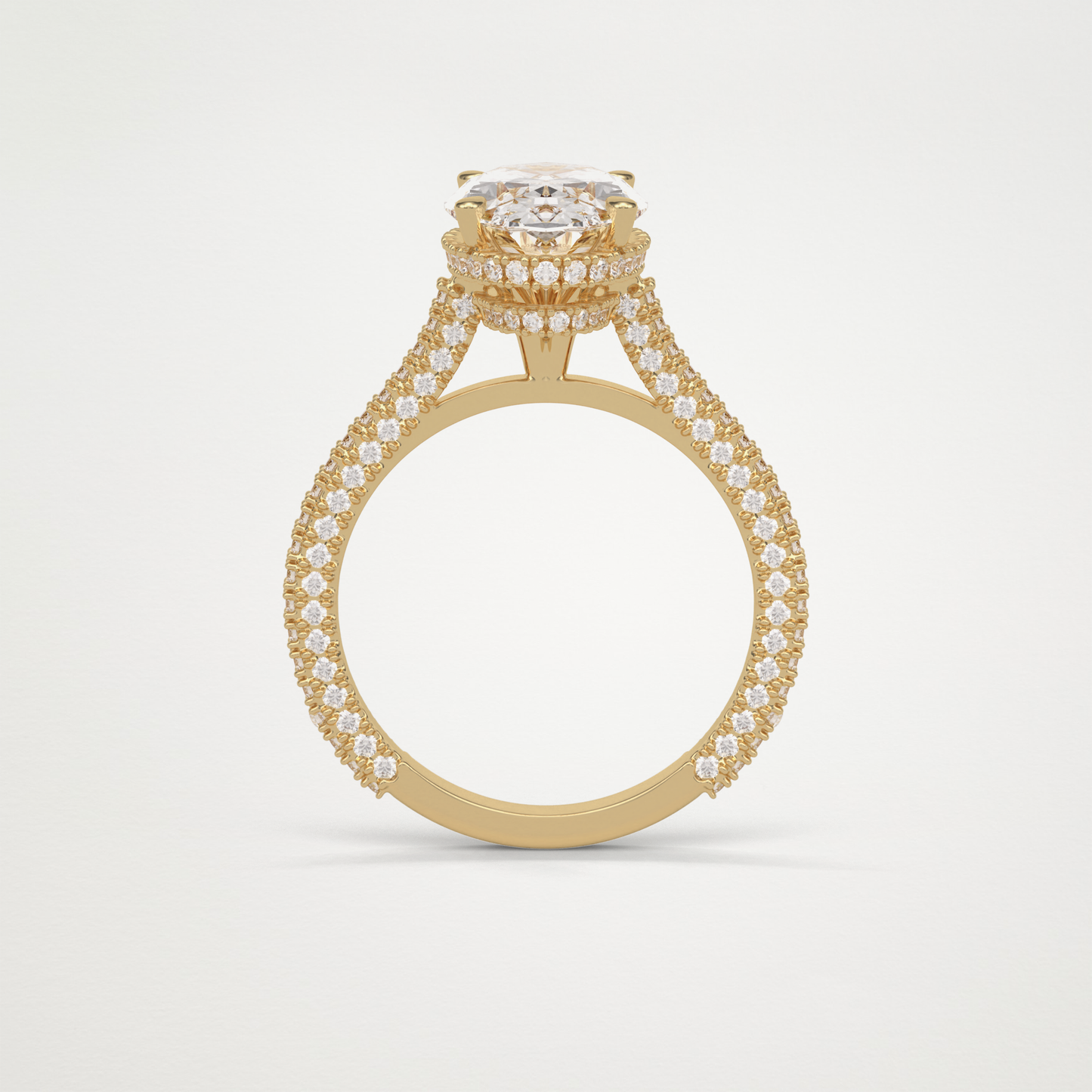 Oval Hidden Halo & Pave Moissanite Engagement Ring – 4 CT Lab-Created Brilliance in 10K/14K/18K Gold