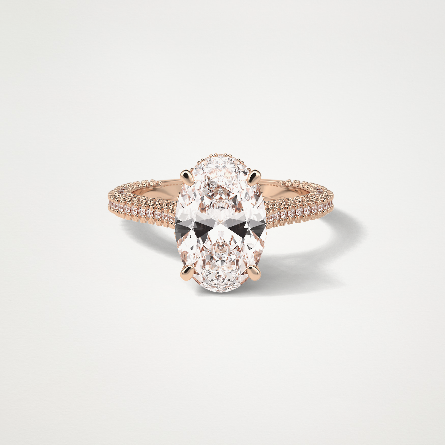 Oval Hidden Halo & Pave Moissanite Engagement Ring – 4 CT Lab-Created Brilliance in 10K/14K/18K Gold