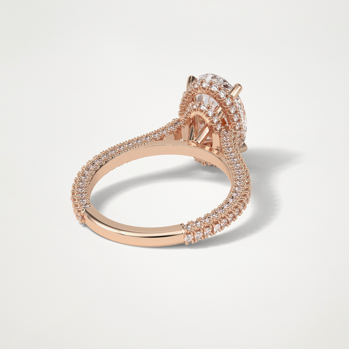 Oval Hidden Halo & Pave Moissanite Engagement Ring – 4 CT Lab-Created Brilliance in 10K/14K/18K Gold