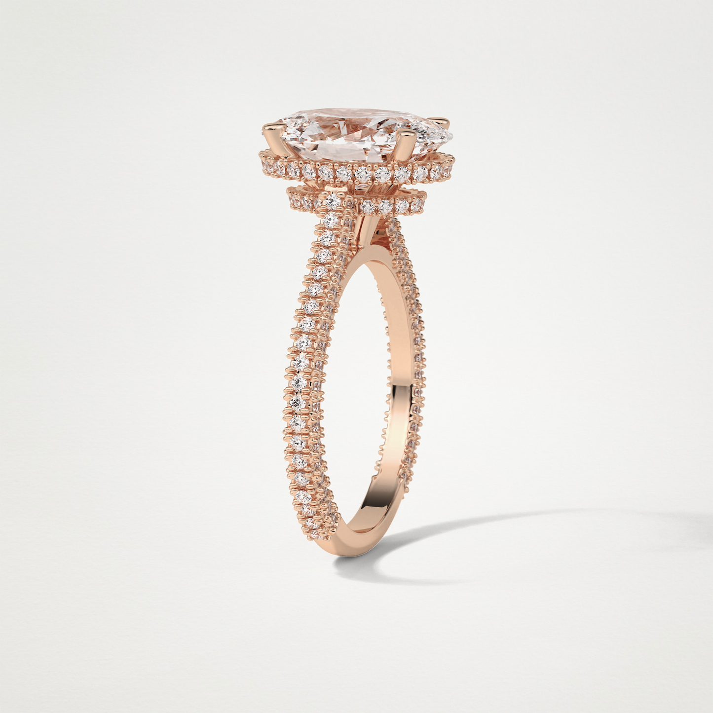 Oval Hidden Halo & Pave Moissanite Engagement Ring – 4 CT Lab-Created Brilliance in 10K/14K/18K Gold