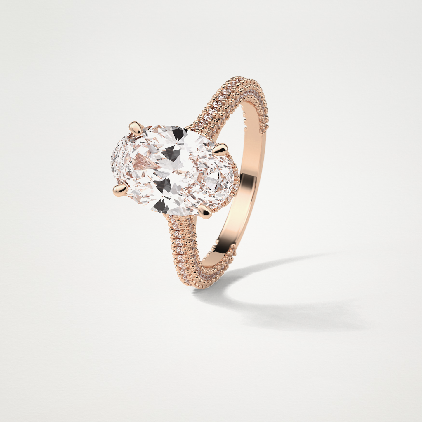 Oval Hidden Halo & Pave Moissanite Engagement Ring – 4 CT Lab-Created Brilliance in 10K/14K/18K Gold
