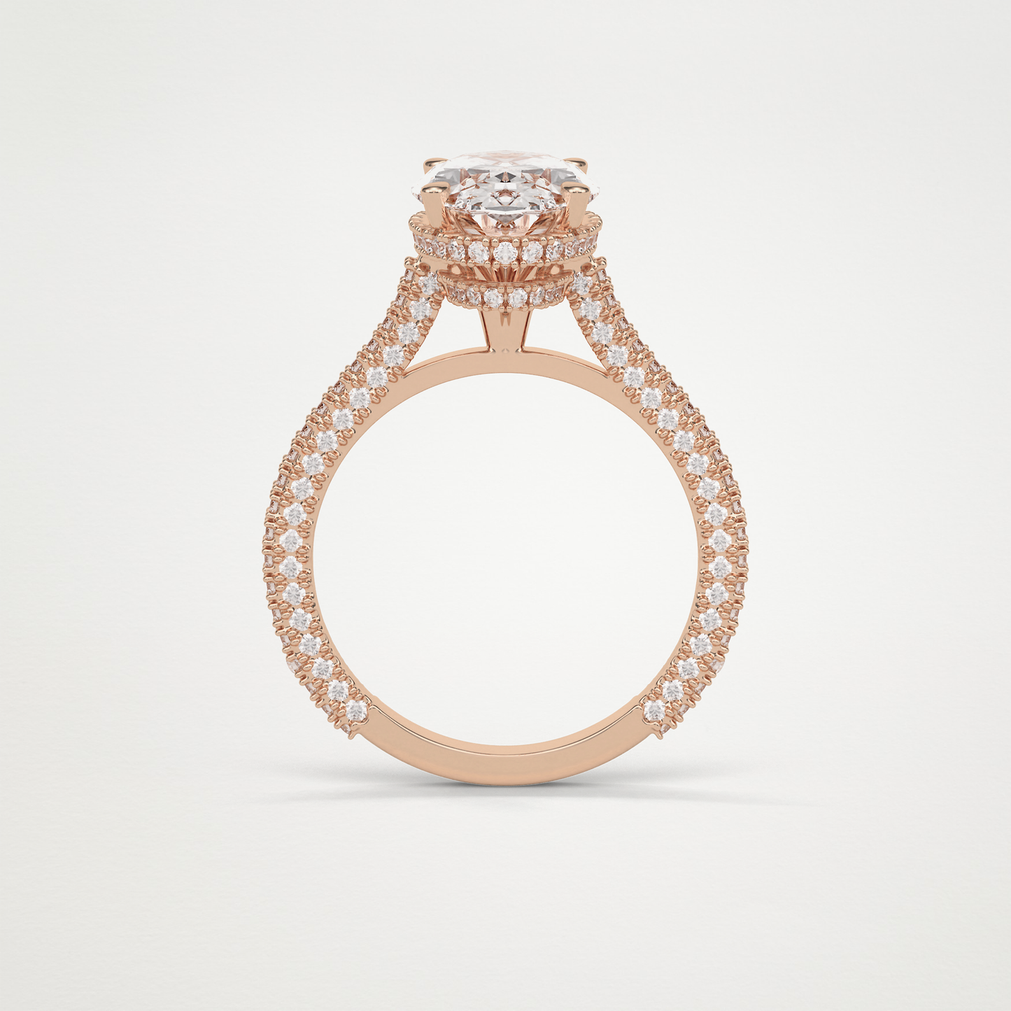Oval Hidden Halo & Pave Moissanite Engagement Ring – 4 CT Lab-Created Brilliance in 10K/14K/18K Gold