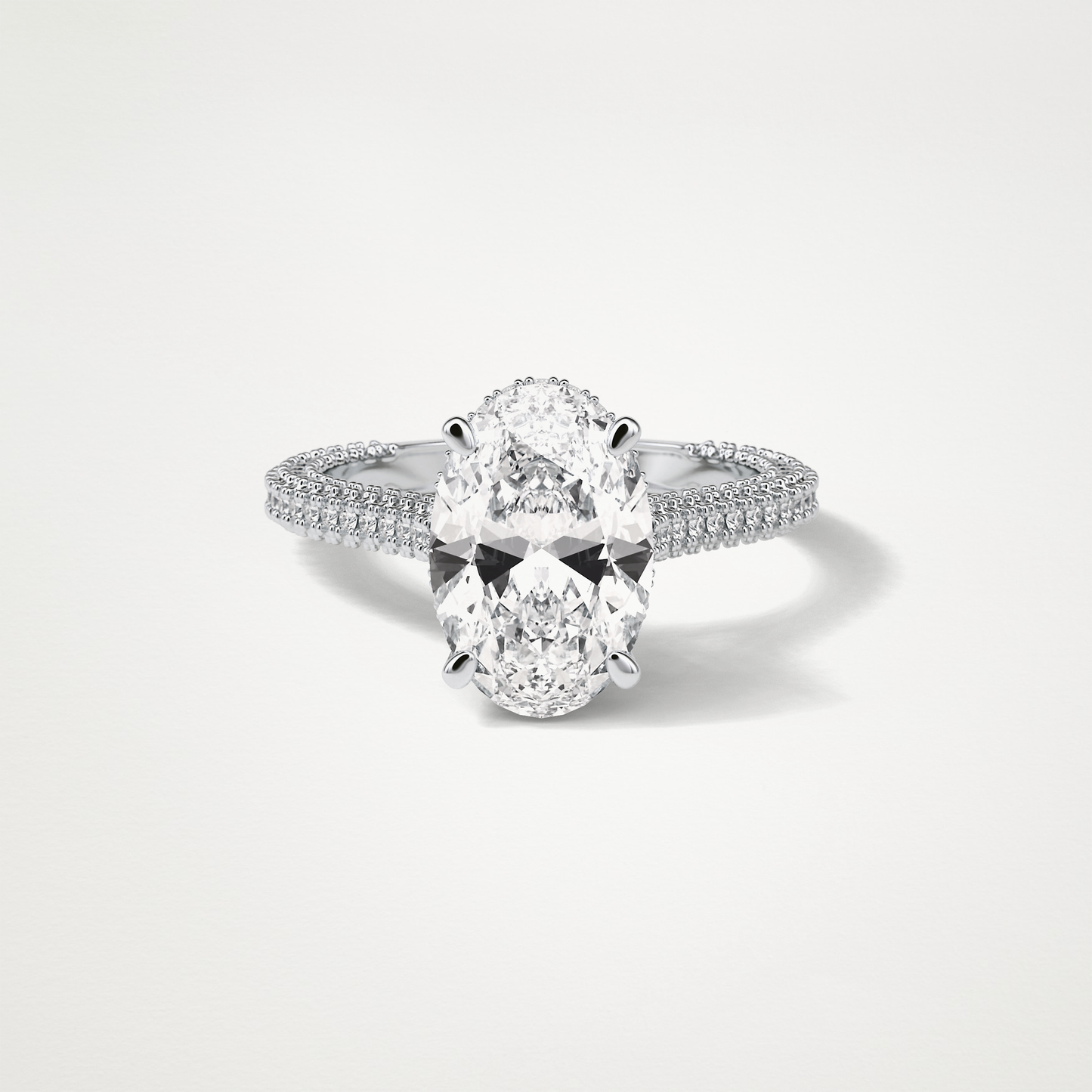 Oval Hidden Halo & Pave Moissanite Engagement Ring – 4 CT Lab-Created Brilliance in 10K/14K/18K Gold