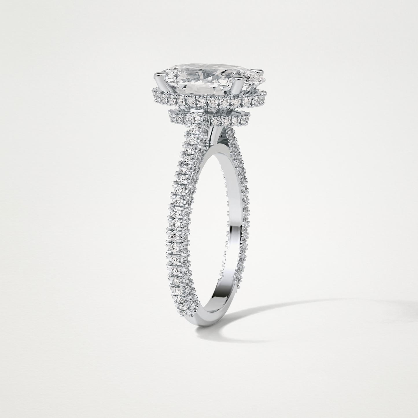 Oval Hidden Halo & Pave Moissanite Engagement Ring – 4 CT Lab-Created Brilliance in 10K/14K/18K Gold