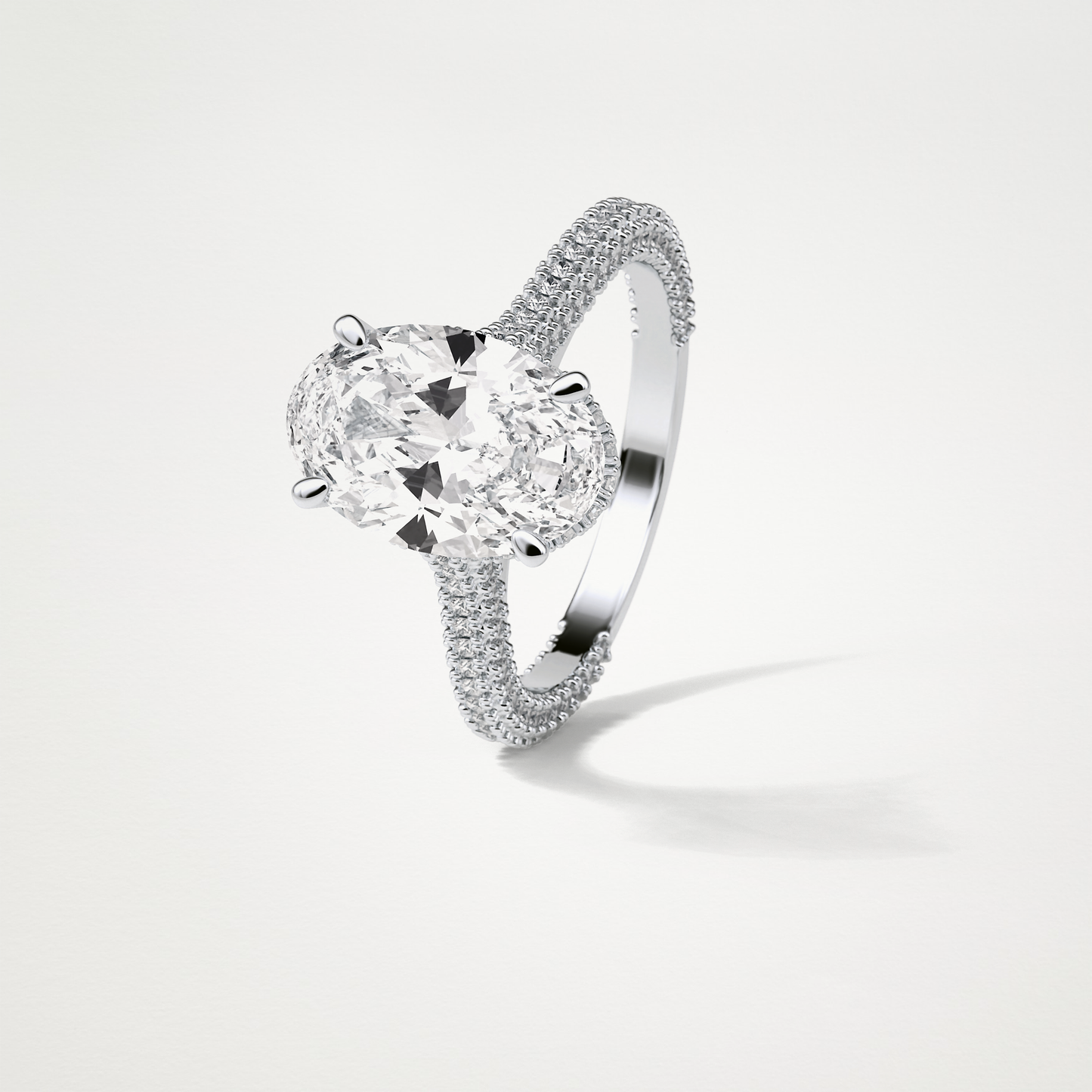 Oval Hidden Halo & Pave Moissanite Engagement Ring – 4 CT Lab-Created Brilliance in 10K/14K/18K Gold