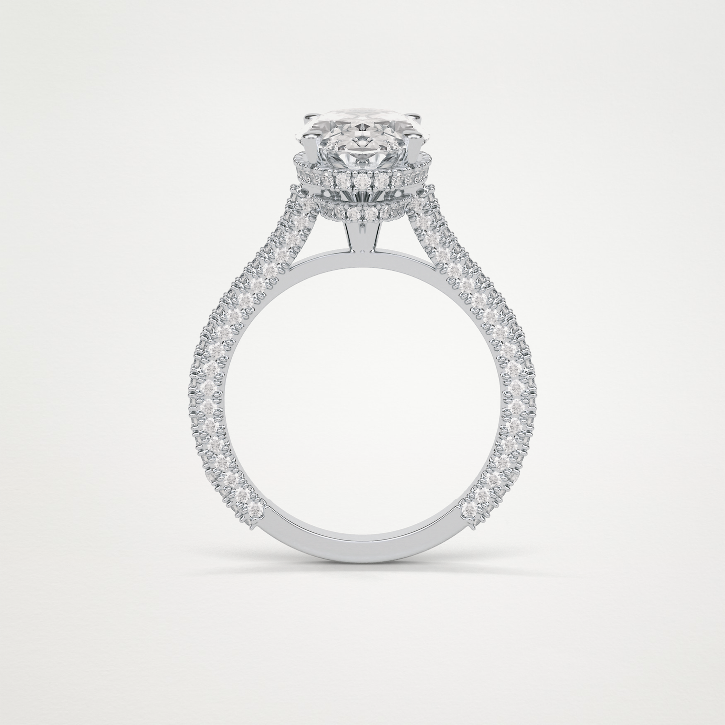 Oval Hidden Halo & Pave Moissanite Engagement Ring – 4 CT Lab-Created Brilliance in 10K/14K/18K Gold