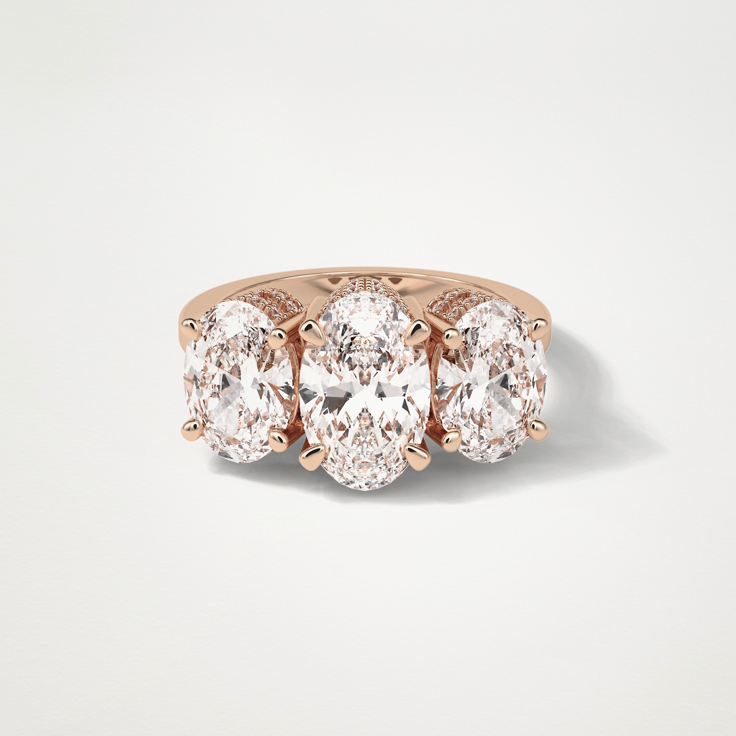Oval Double Hidden Halo & 3 Stone Moissanite Engagement Ring – 2.35 CT Lab-Created Brilliance in 10K/14K/18K Gold