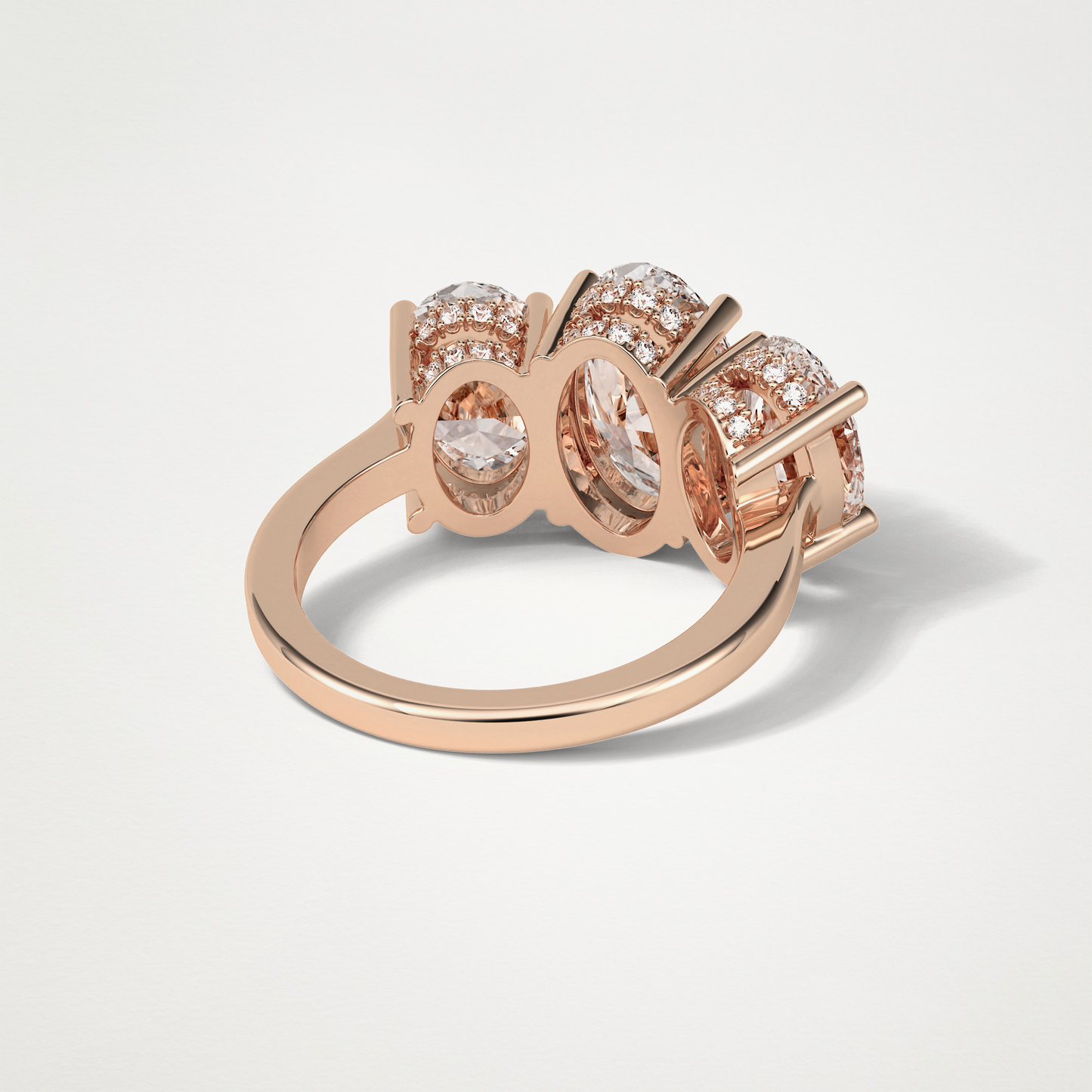 Oval Double Hidden Halo & 3 Stone Moissanite Engagement Ring – 2.35 CT Lab-Created Brilliance in 10K/14K/18K Gold