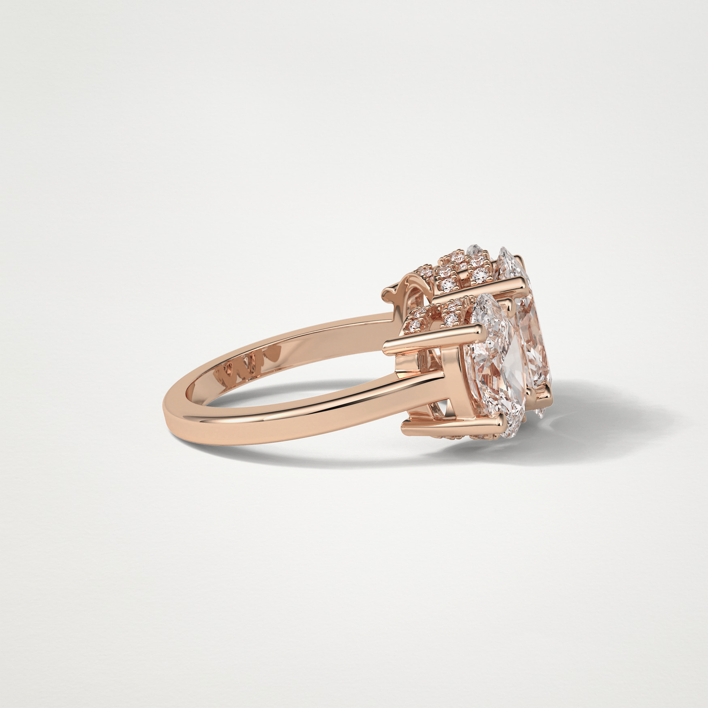 Oval Double Hidden Halo & 3 Stone Moissanite Engagement Ring – 2.35 CT Lab-Created Brilliance in 10K/14K/18K Gold