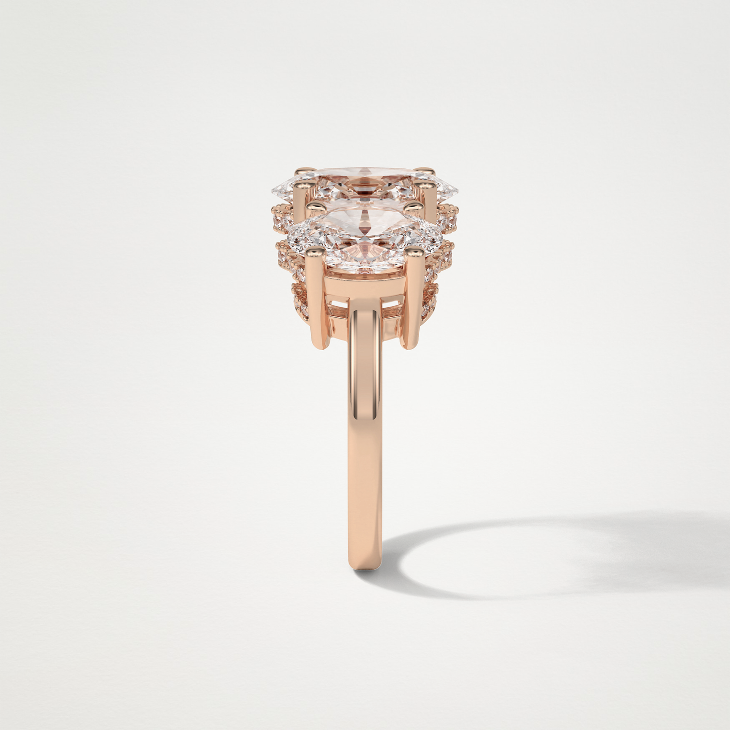 Oval Double Hidden Halo & 3 Stone Moissanite Engagement Ring – 2.35 CT Lab-Created Brilliance in 10K/14K/18K Gold