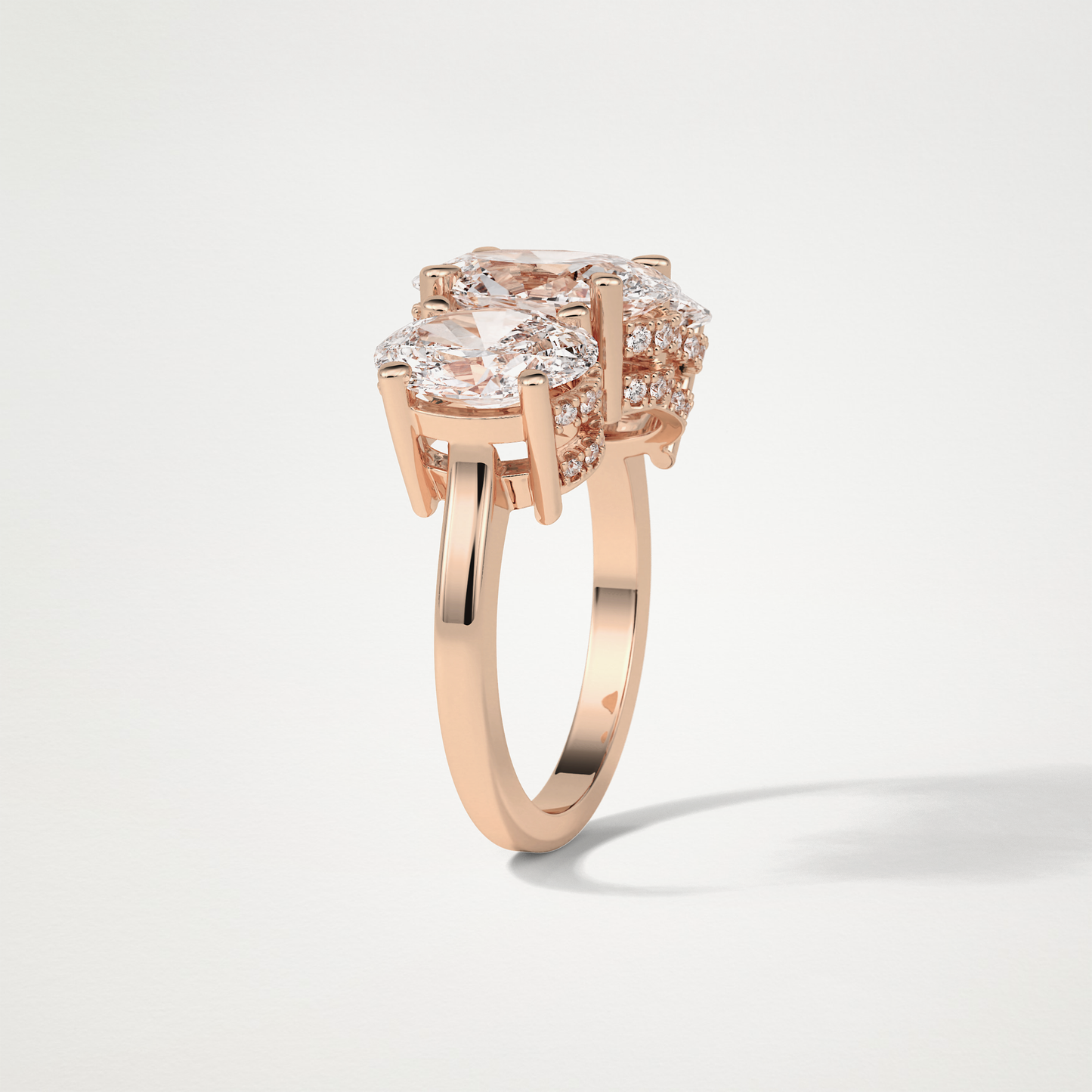 Oval Double Hidden Halo & 3 Stone Moissanite Engagement Ring – 2.35 CT Lab-Created Brilliance in 10K/14K/18K Gold