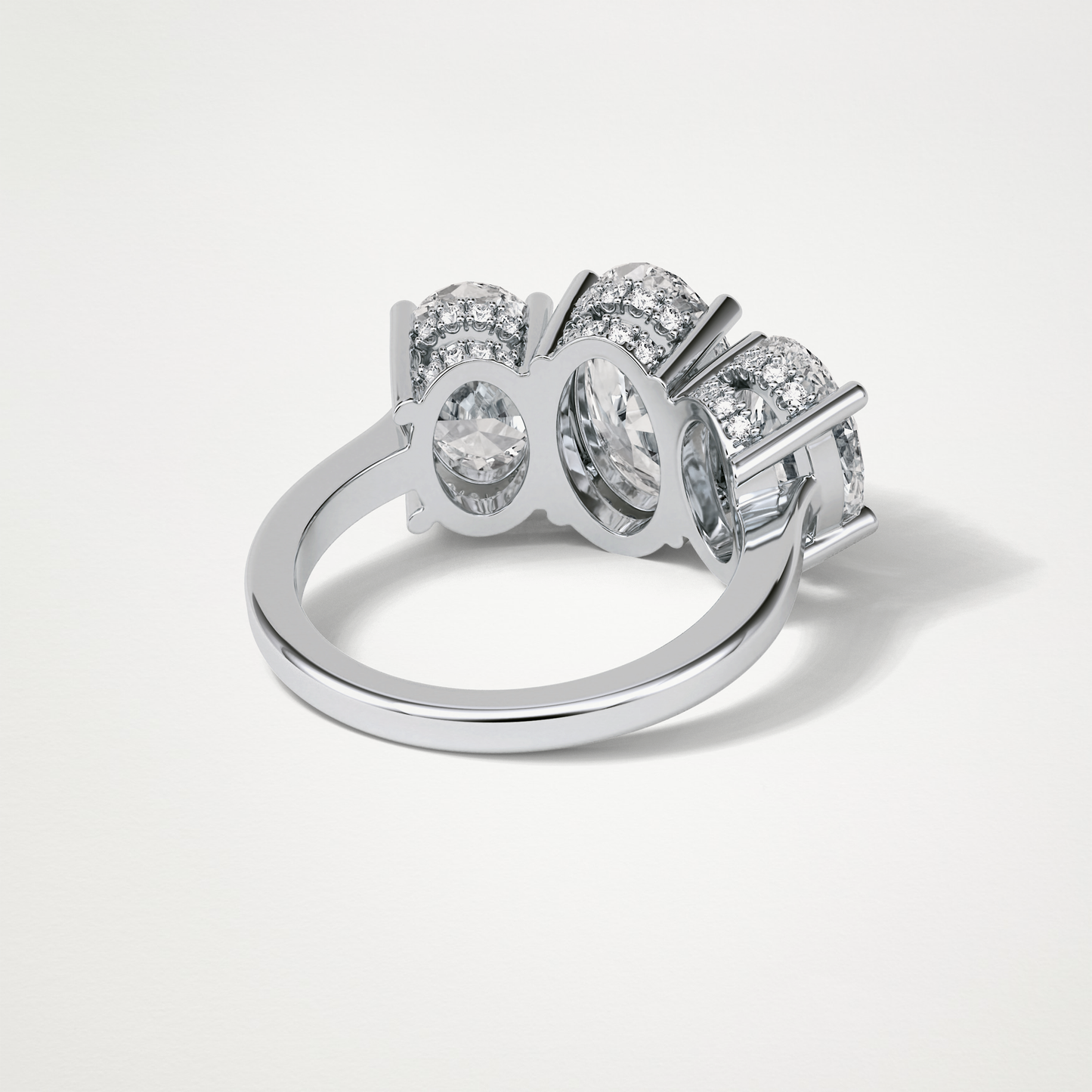 Oval Double Hidden Halo & 3 Stone Moissanite Engagement Ring – 2.35 CT Lab-Created Brilliance in 10K/14K/18K Gold