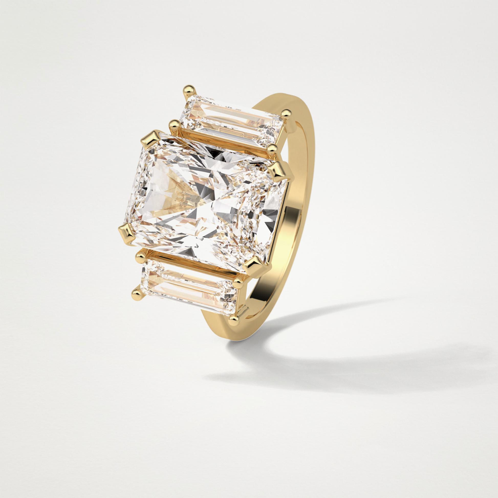 Radiant 3 Stone Moissanite Engagement Ring – 6.2 CT Lab-Created Brilliance in 10K/14K/18K Gold 13