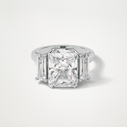 Radiant 3 Stone Moissanite Engagement Ring – 6.2 CT Lab-Created Brilliance in 10K/14K/18K Gold 1
