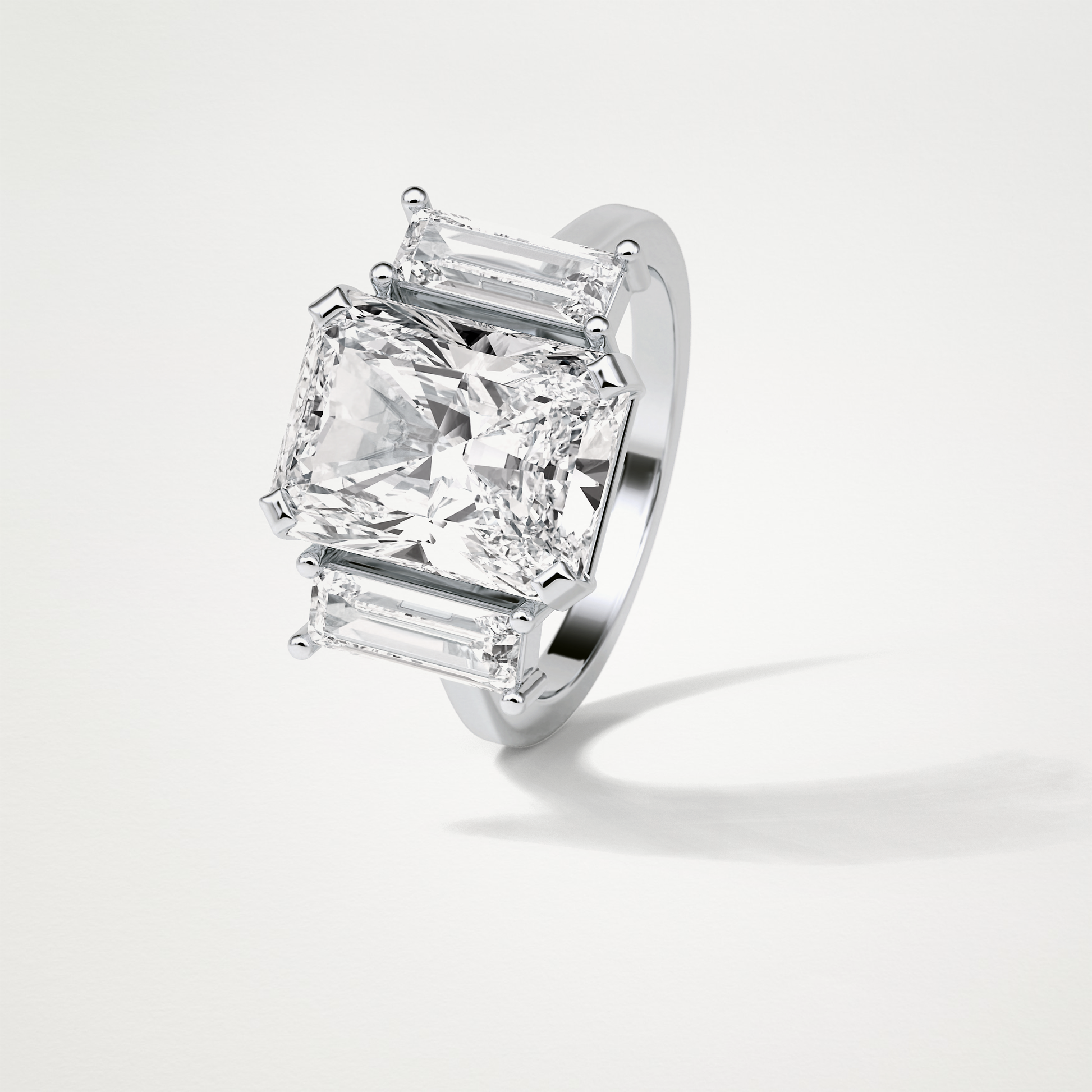 Radiant 3 Stone Moissanite Engagement Ring – 6.2 CT Lab-Created Brilliance in 10K/14K/18K Gold 6