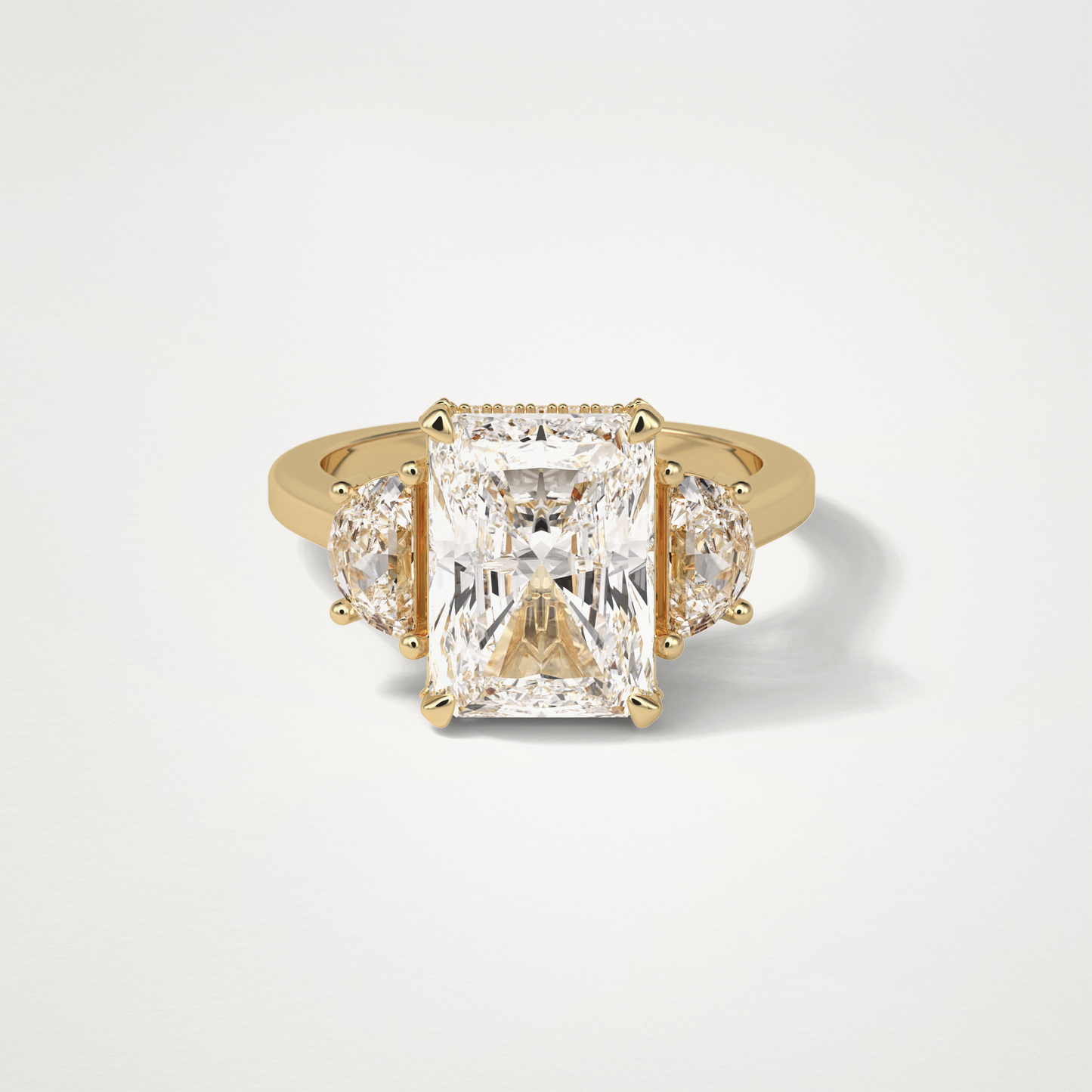 Radiant 3 Stone Moissanite Engagement Ring – 4.4 CT Lab-Created Brilliance in 10K/14K/18K Gold
