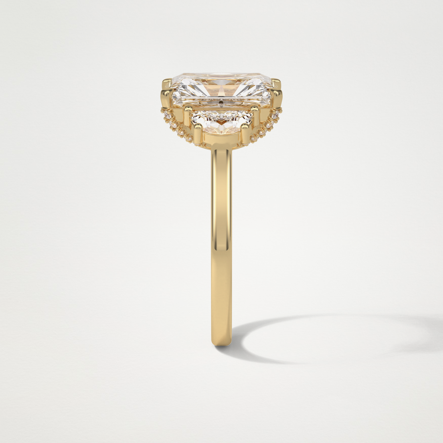 Radiant 3 Stone Moissanite Engagement Ring – 4.4 CT Lab-Created Brilliance in 10K/14K/18K Gold