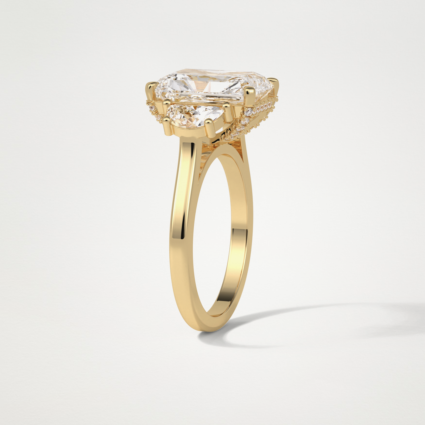 Radiant 3 Stone Moissanite Engagement Ring – 4.4 CT Lab-Created Brilliance in 10K/14K/18K Gold
