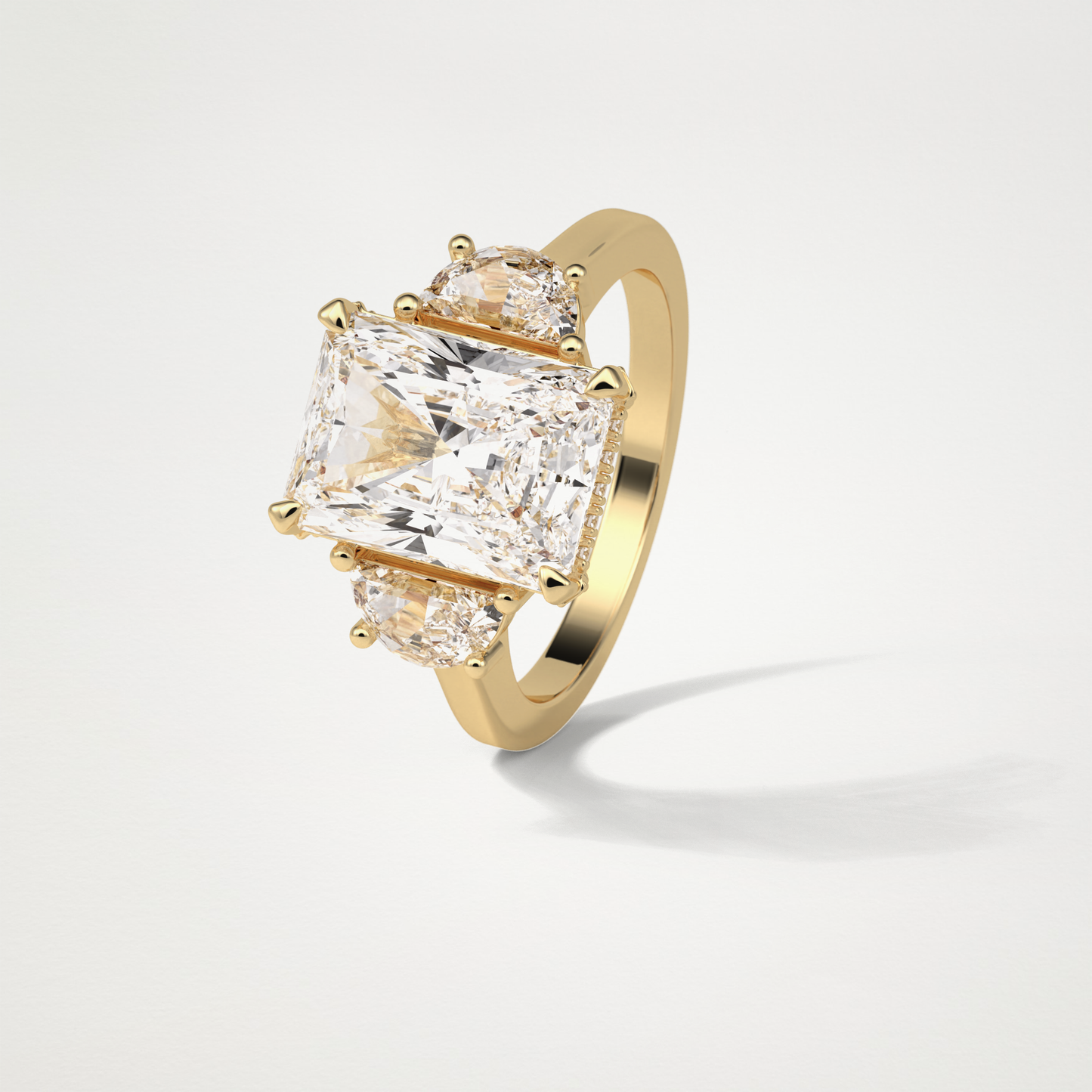 Radiant 3 Stone Moissanite Engagement Ring – 4.4 CT Lab-Created Brilliance in 10K/14K/18K Gold
