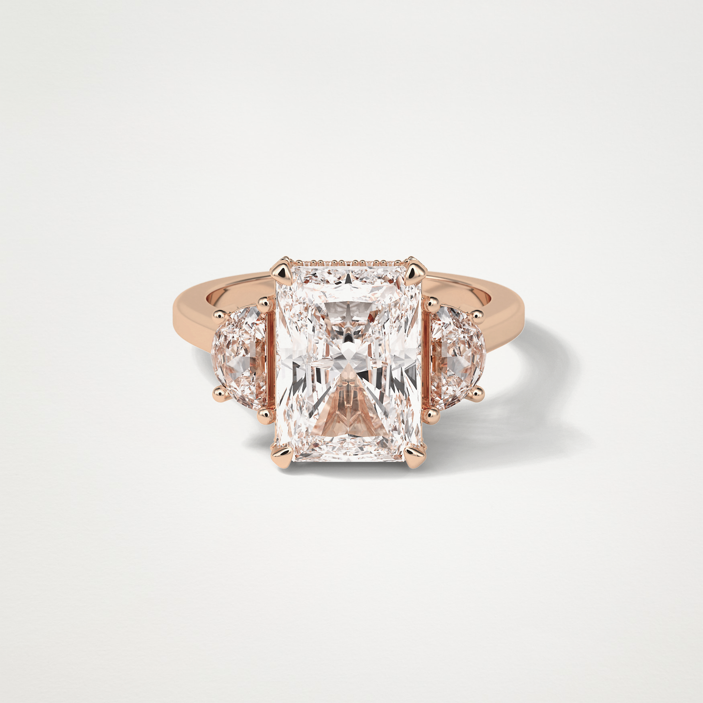 Radiant 3 Stone Moissanite Engagement Ring – 4.4 CT Lab-Created Brilliance in 10K/14K/18K Gold