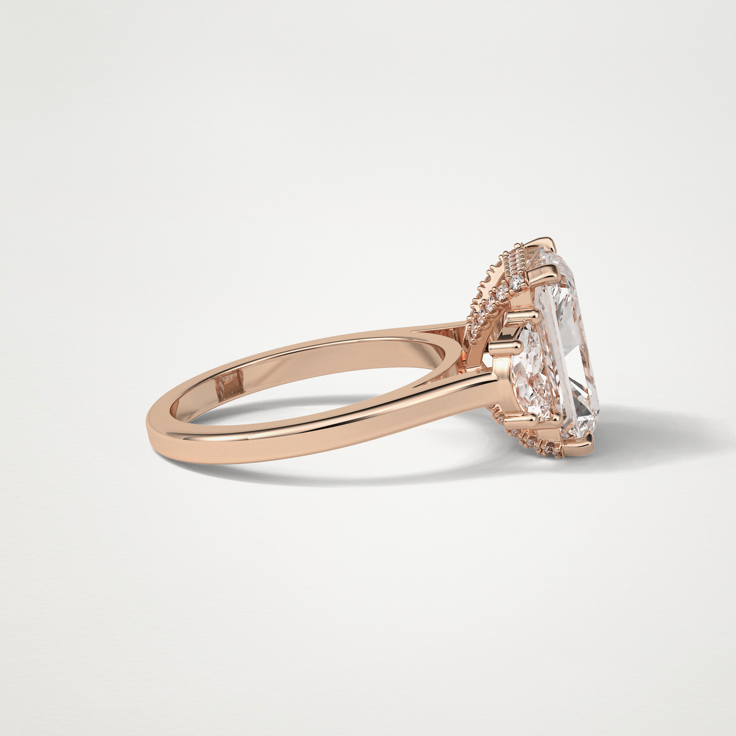 Radiant 3 Stone Moissanite Engagement Ring – 4.4 CT Lab-Created Brilliance in 10K/14K/18K Gold