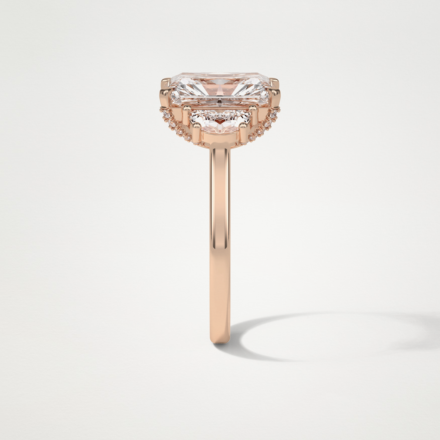 Radiant 3 Stone Moissanite Engagement Ring – 4.4 CT Lab-Created Brilliance in 10K/14K/18K Gold