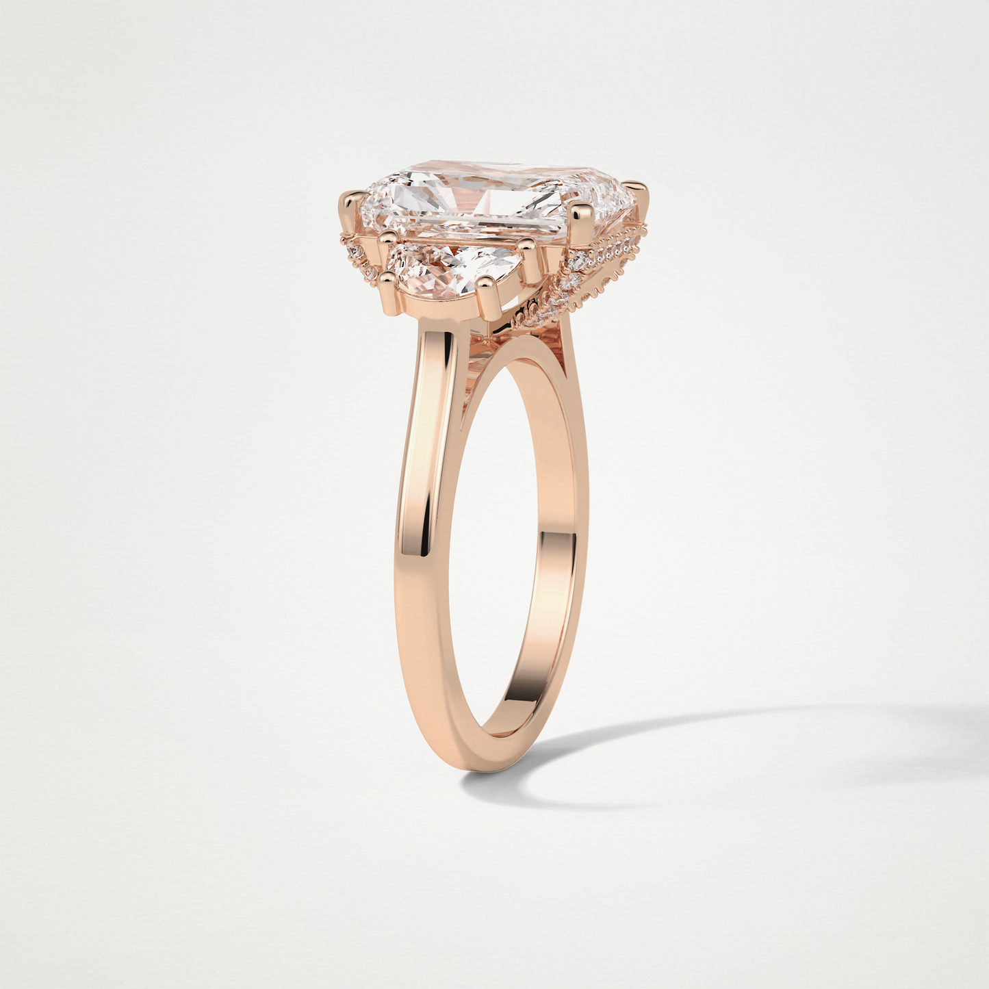 Radiant 3 Stone Moissanite Engagement Ring – 4.4 CT Lab-Created Brilliance in 10K/14K/18K Gold