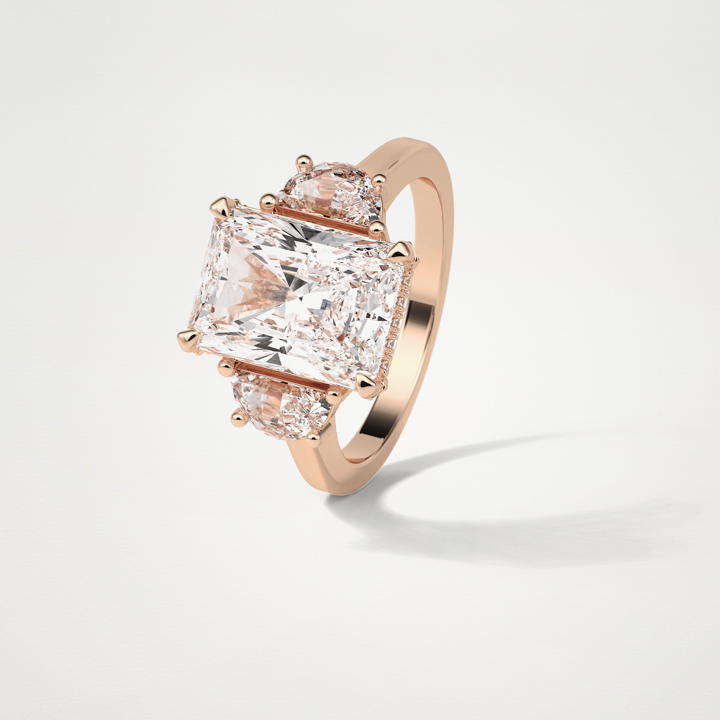 Radiant 3 Stone Moissanite Engagement Ring – 4.4 CT Lab-Created Brilliance in 10K/14K/18K Gold