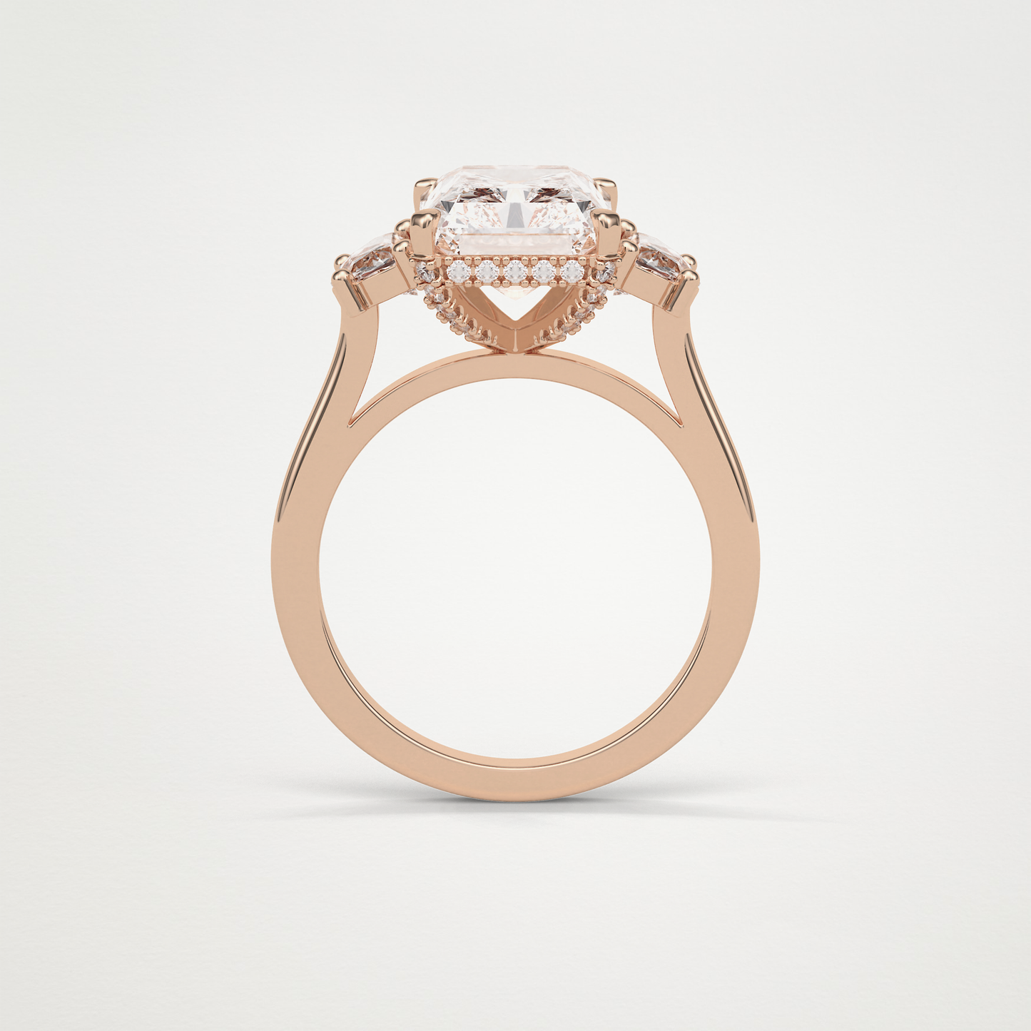 Radiant 3 Stone Moissanite Engagement Ring – 4.4 CT Lab-Created Brilliance in 10K/14K/18K Gold