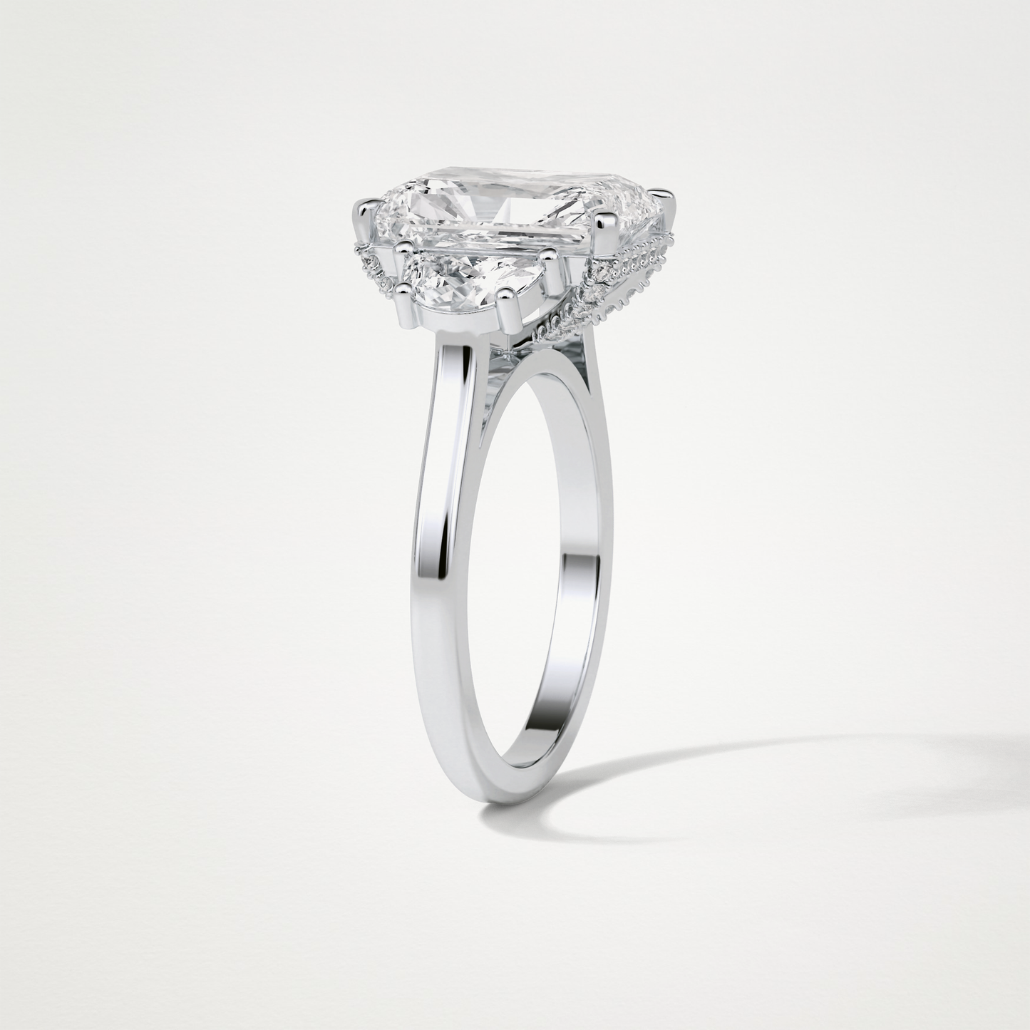 Radiant 3 Stone Moissanite Engagement Ring – 4.4 CT Lab-Created Brilliance in 10K/14K/18K Gold