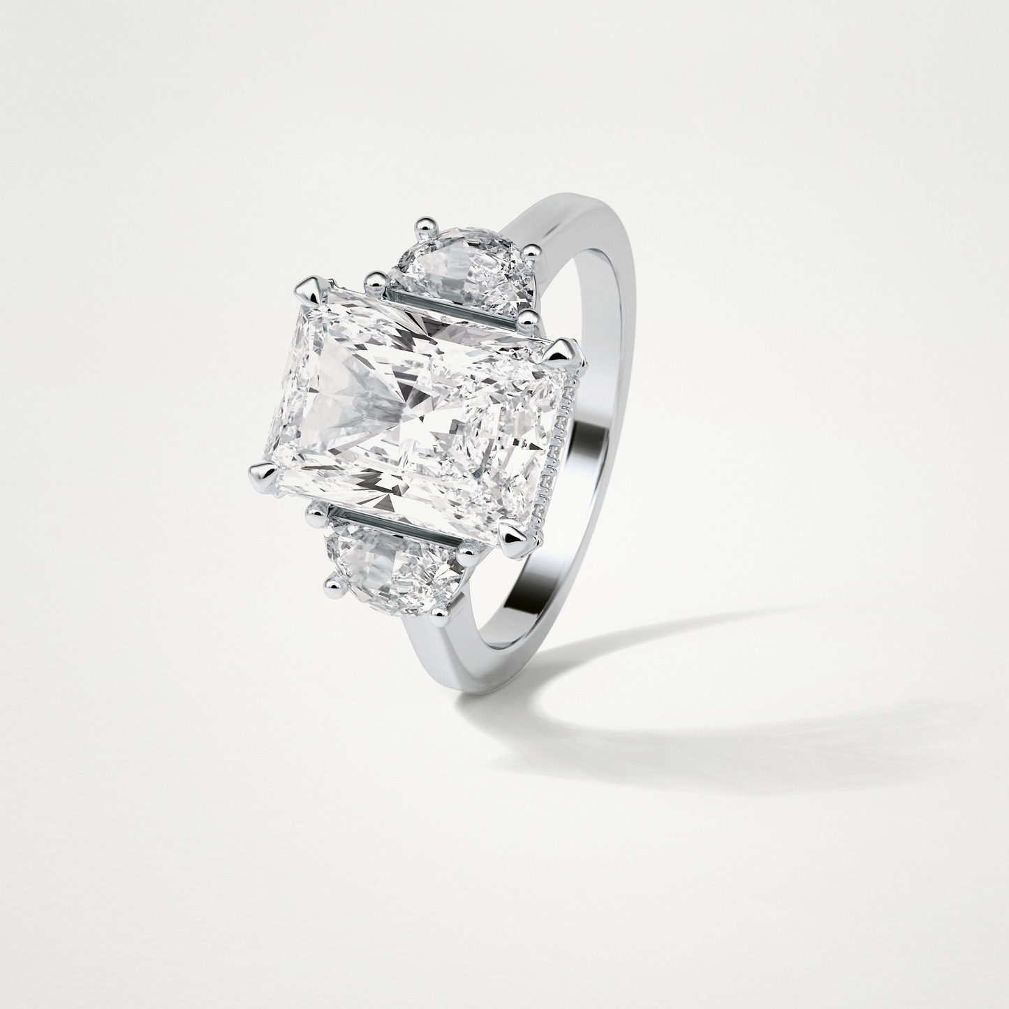 Radiant 3 Stone Moissanite Engagement Ring – 4.4 CT Lab-Created Brilliance in 10K/14K/18K Gold