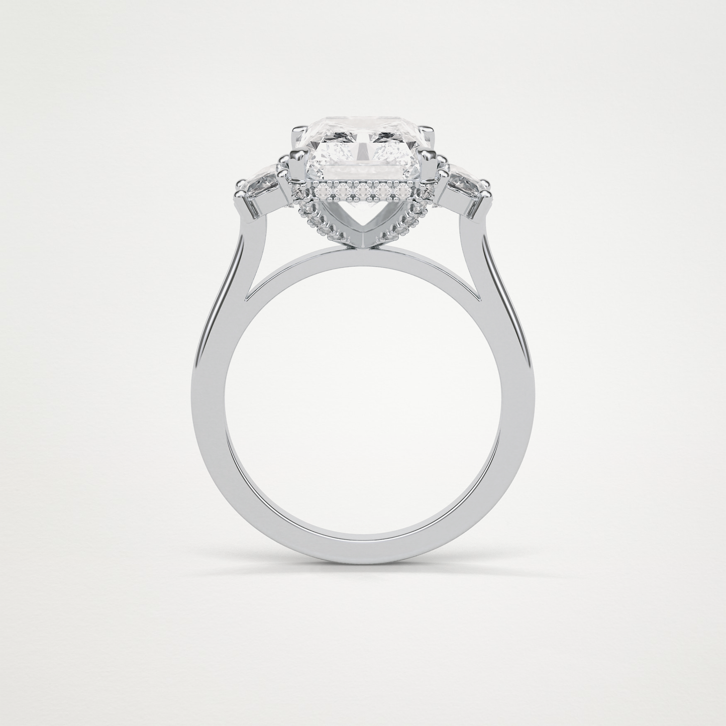 Radiant 3 Stone Moissanite Engagement Ring – 4.4 CT Lab-Created Brilliance in 10K/14K/18K Gold